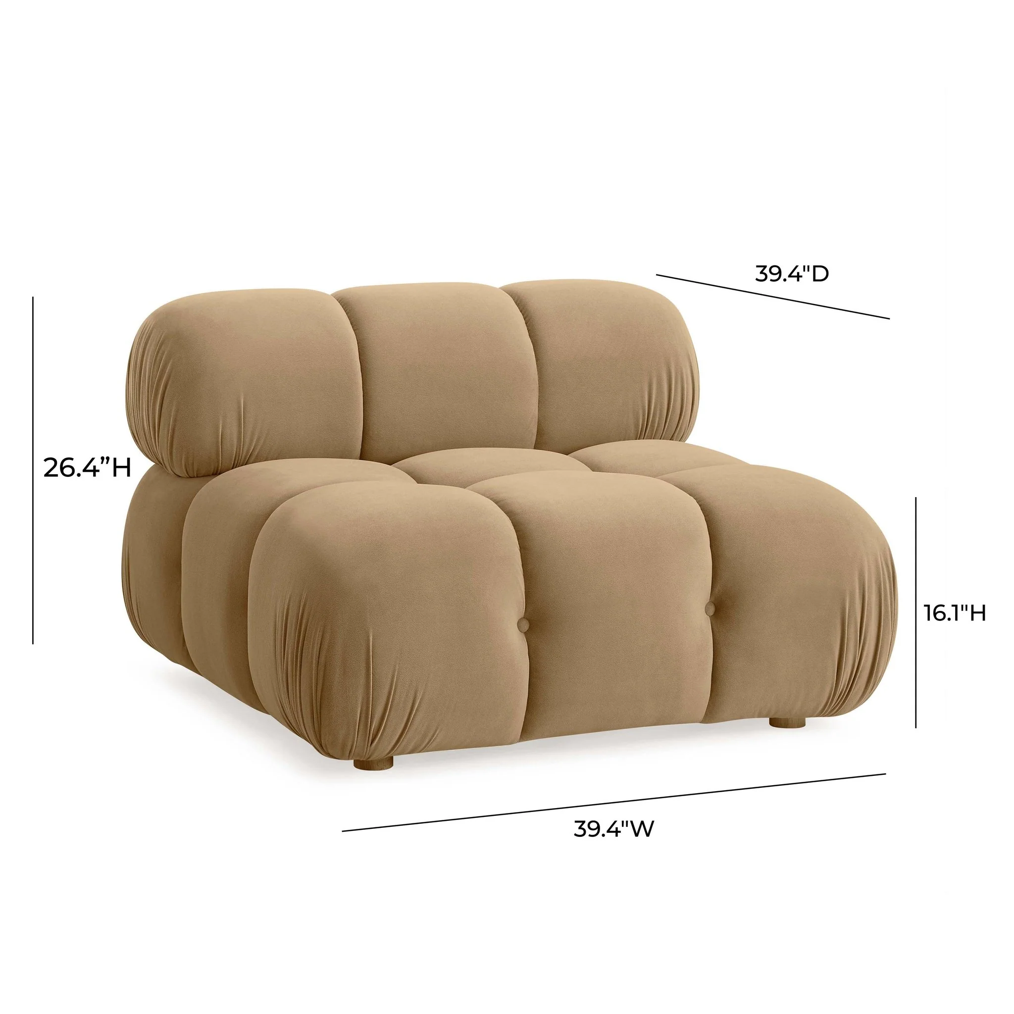 Calliope Cafe Au Lait Performance Velvet Modular Armless Chair - Image 6
