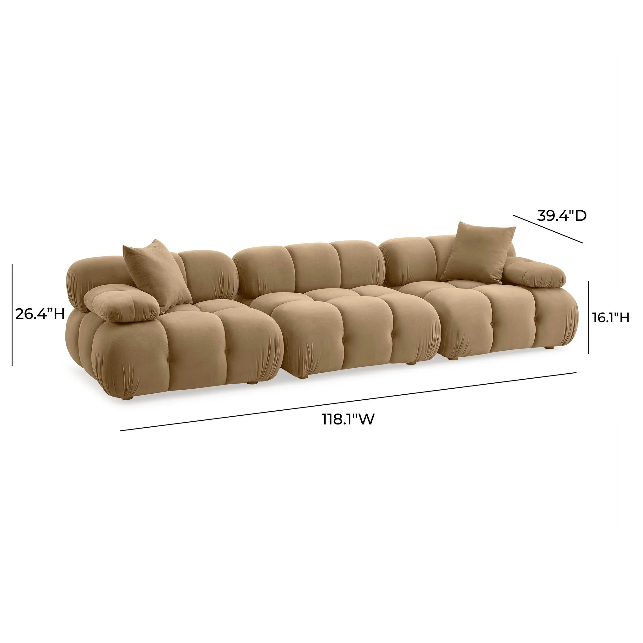 Calliope Cafe Au Lait Performance Velvet Modular Sofa - Image 6