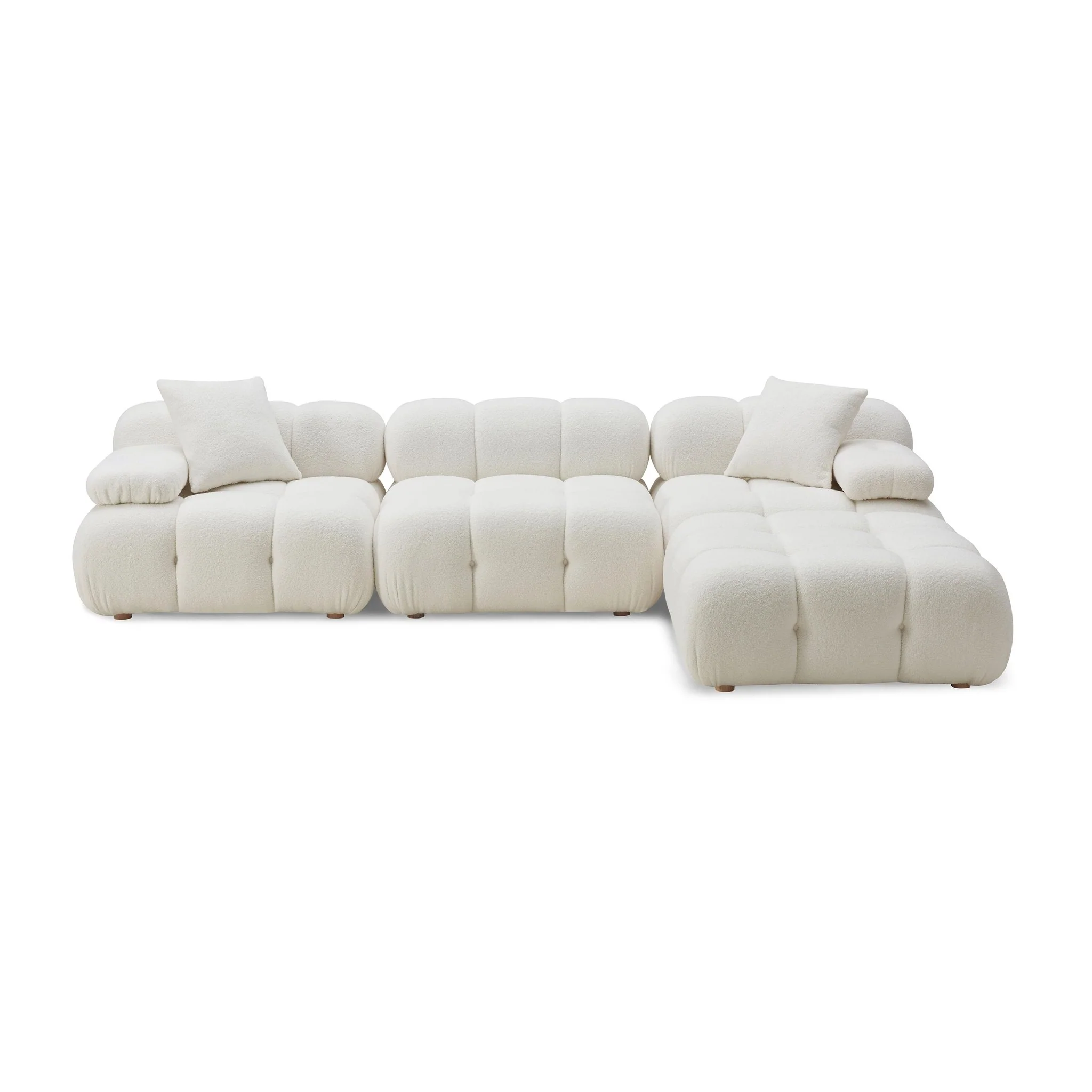 Calliope Cream Vegan Shearling 4-piece Modular Sectional - Image 3