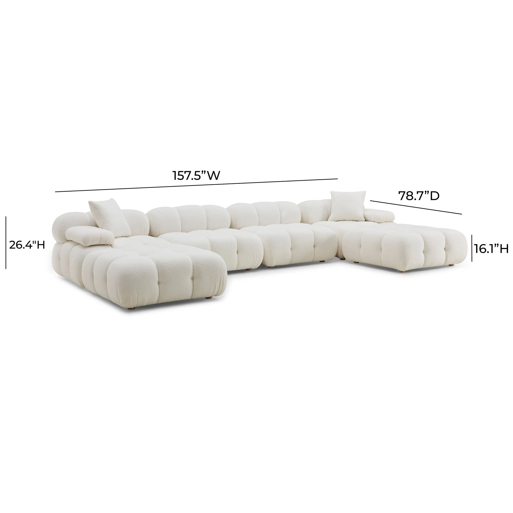 Calliope Cream Vegan Shearling 6-piece Modular U-Sectional - Image 6