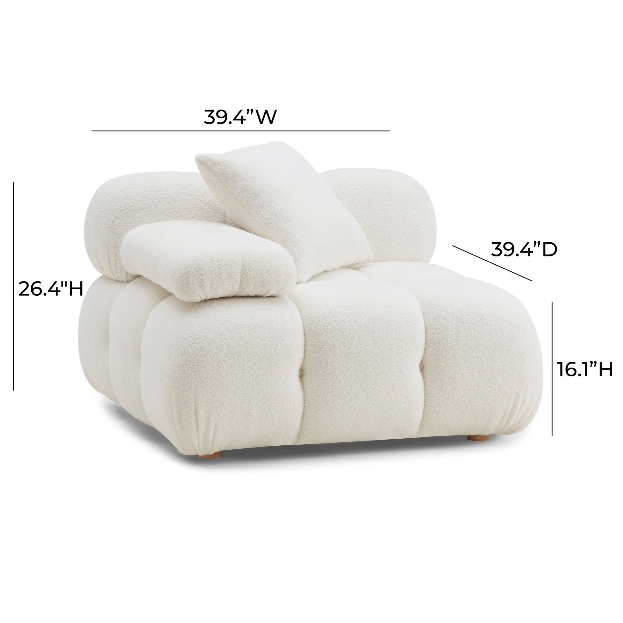 Calliope Cream Vegan Shearling Modular Corner Chair - Image 7