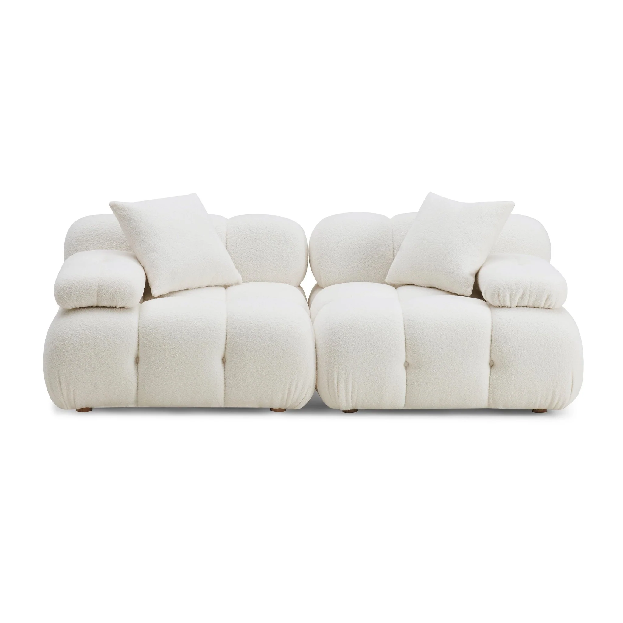 Calliope Cream Vegan Shearling Modular Loveseat - Image 2