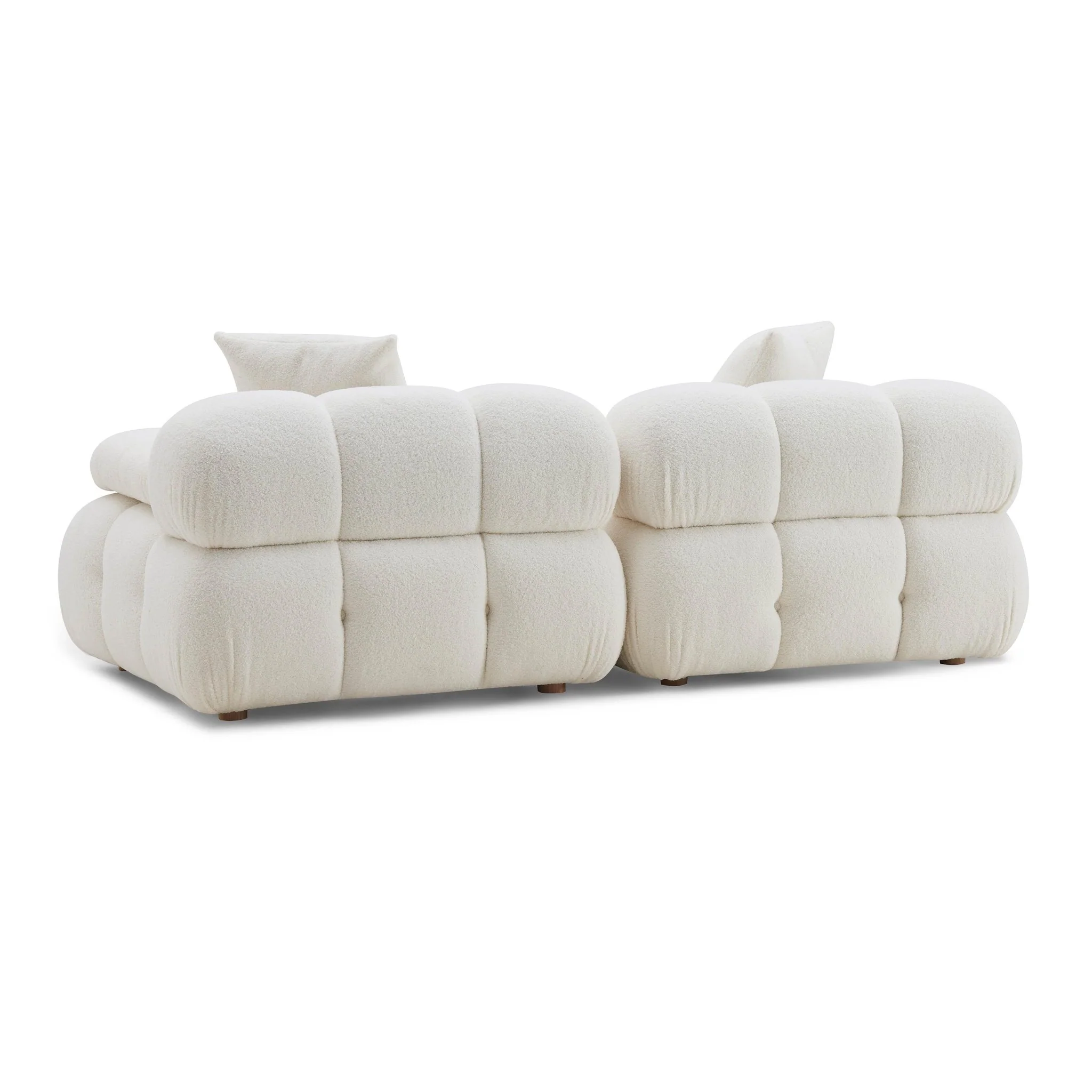 Calliope Cream Vegan Shearling Modular Loveseat - Image 3
