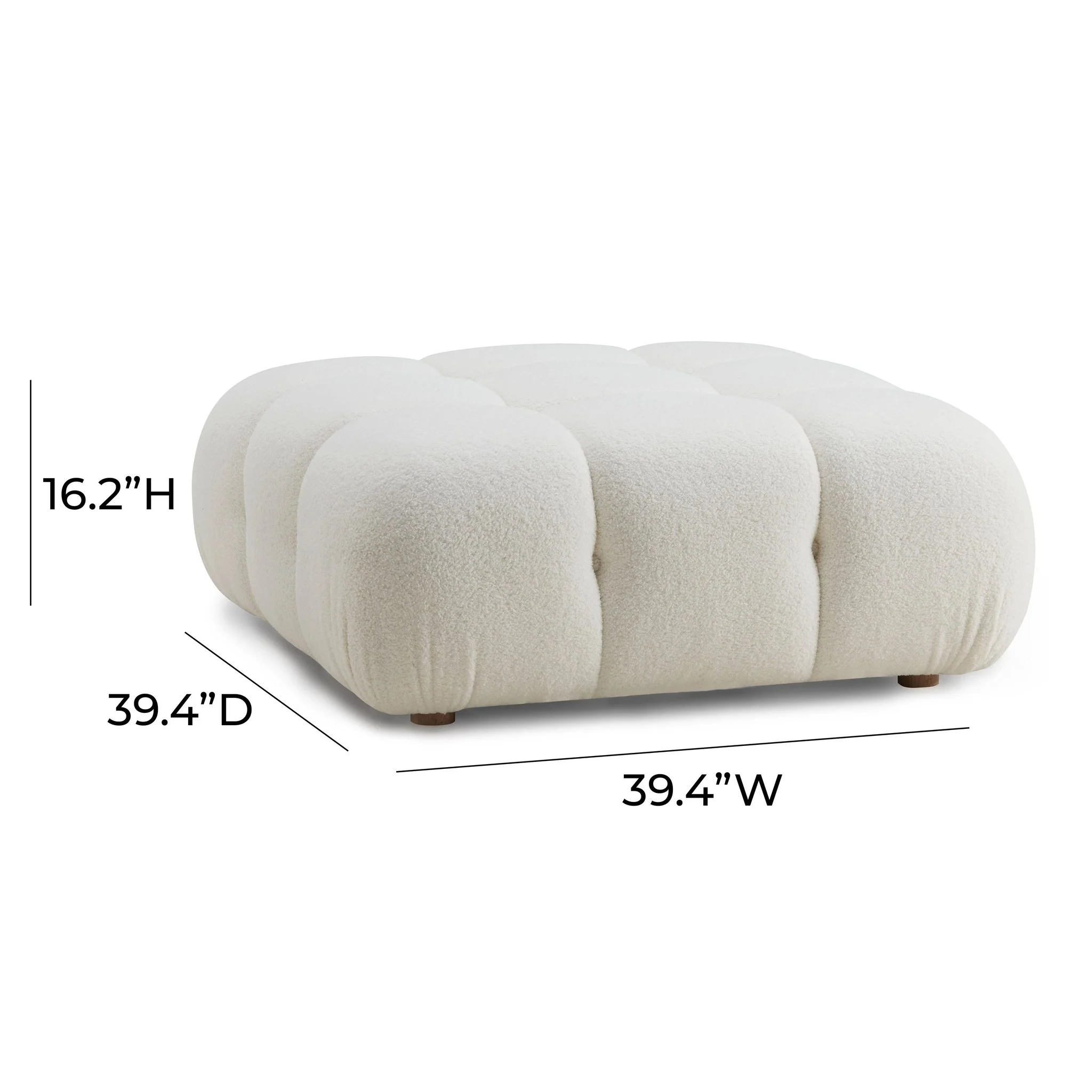 Calliope Cream Vegan Shearling Modular Ottoman - Image 4