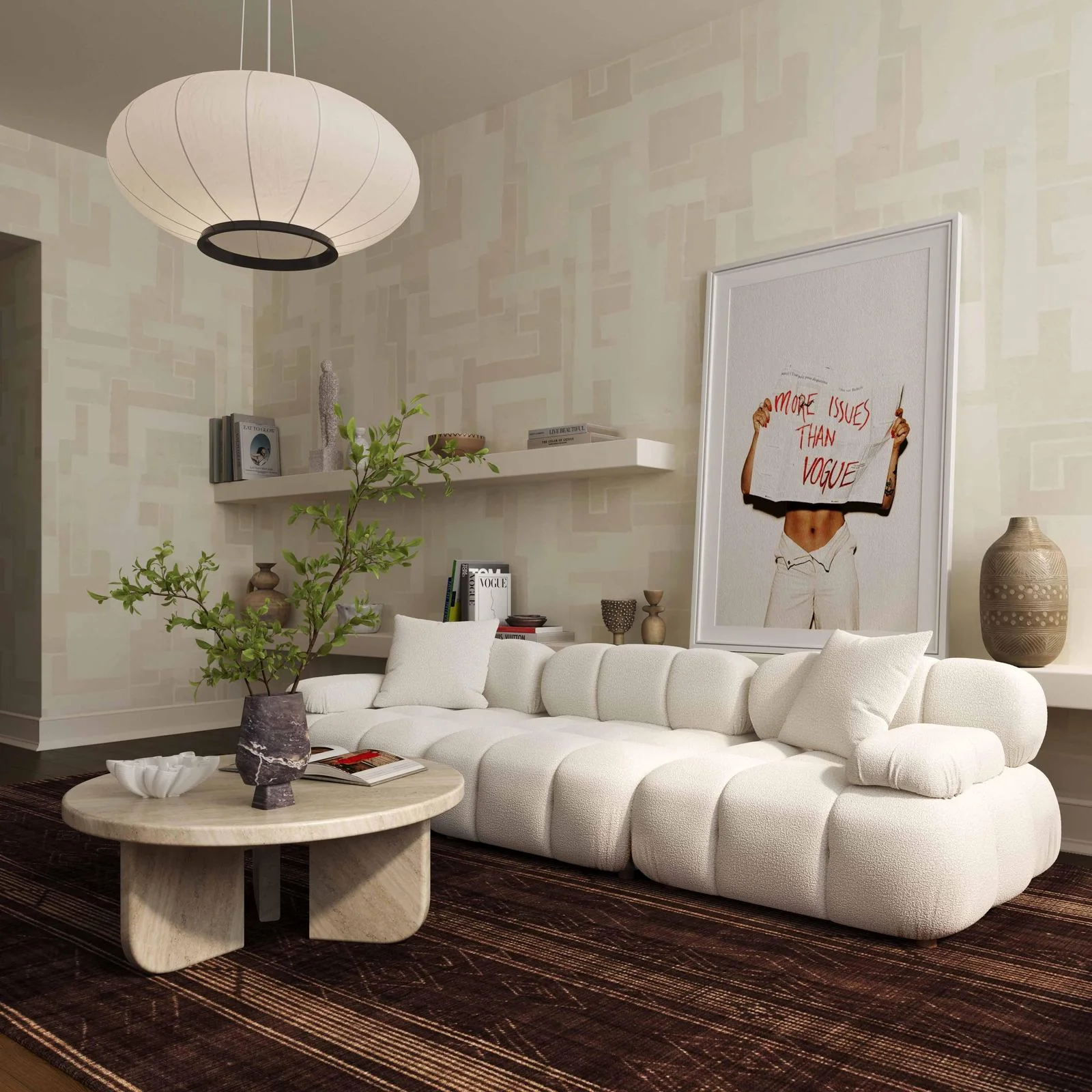 Calliope Cream Vegan Shearling Modular Sofa - Image 2