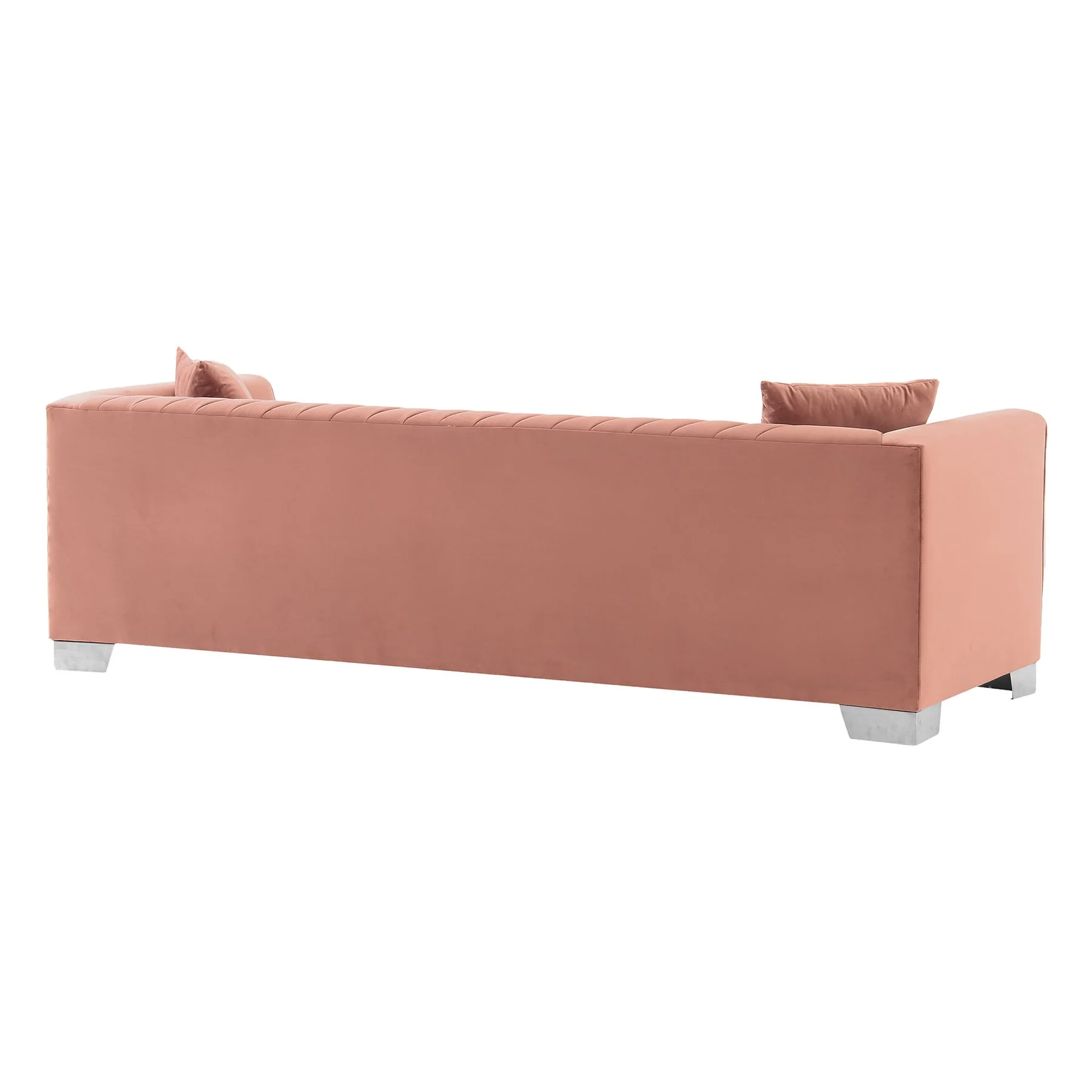 Cambridge Contemporary Sofa in Brushed Stainless Steel and Blush Velvet - Image 3