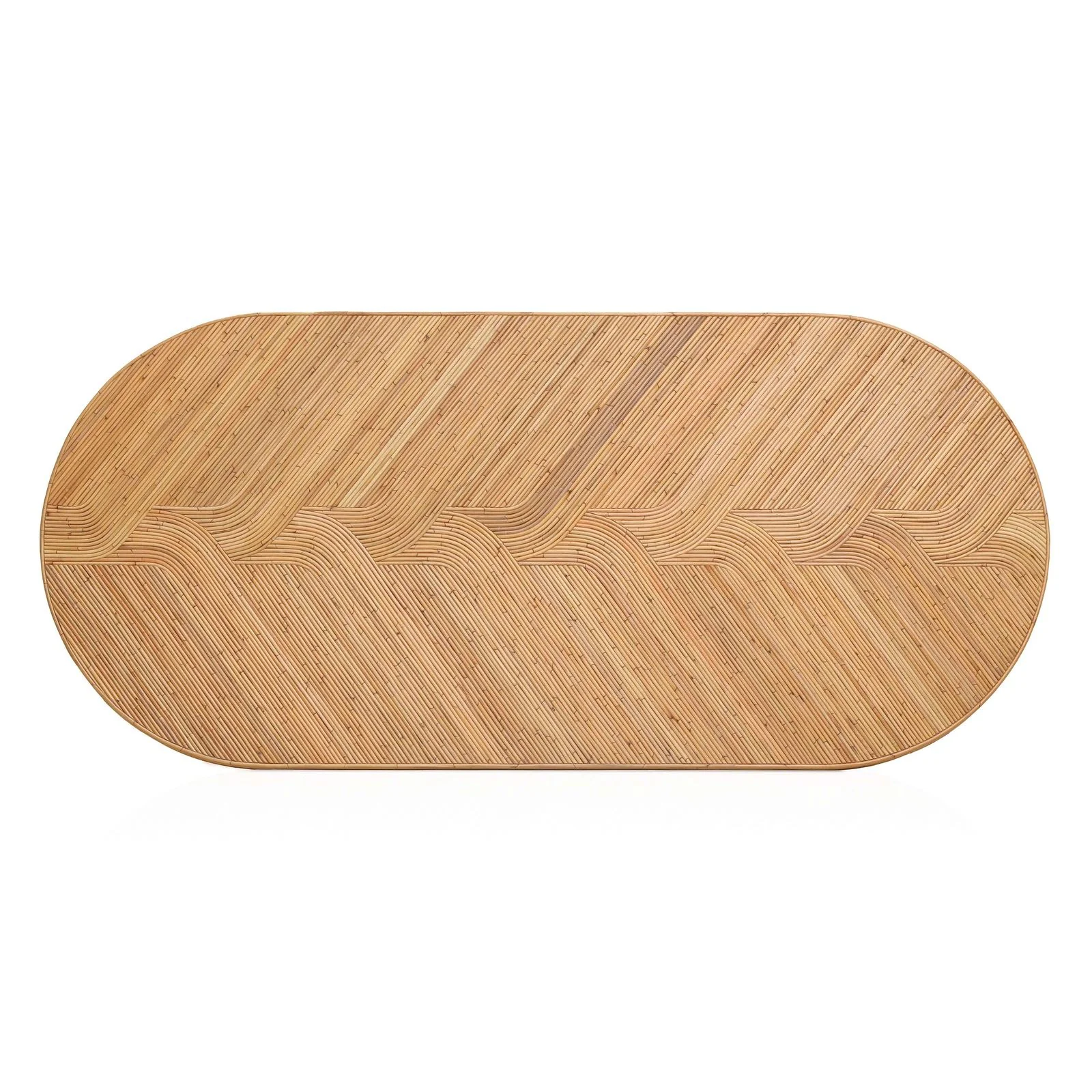 Caren Natural Rattan and Glass Oval Dining Table - Image 7