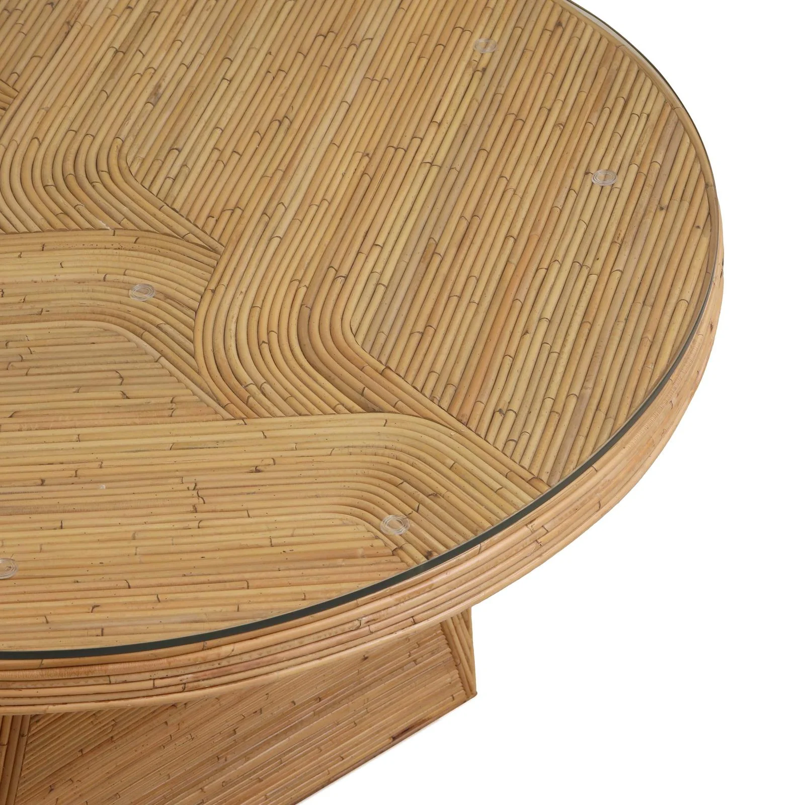 Caren Natural Rattan and Glass Oval Dining Table - Image 8