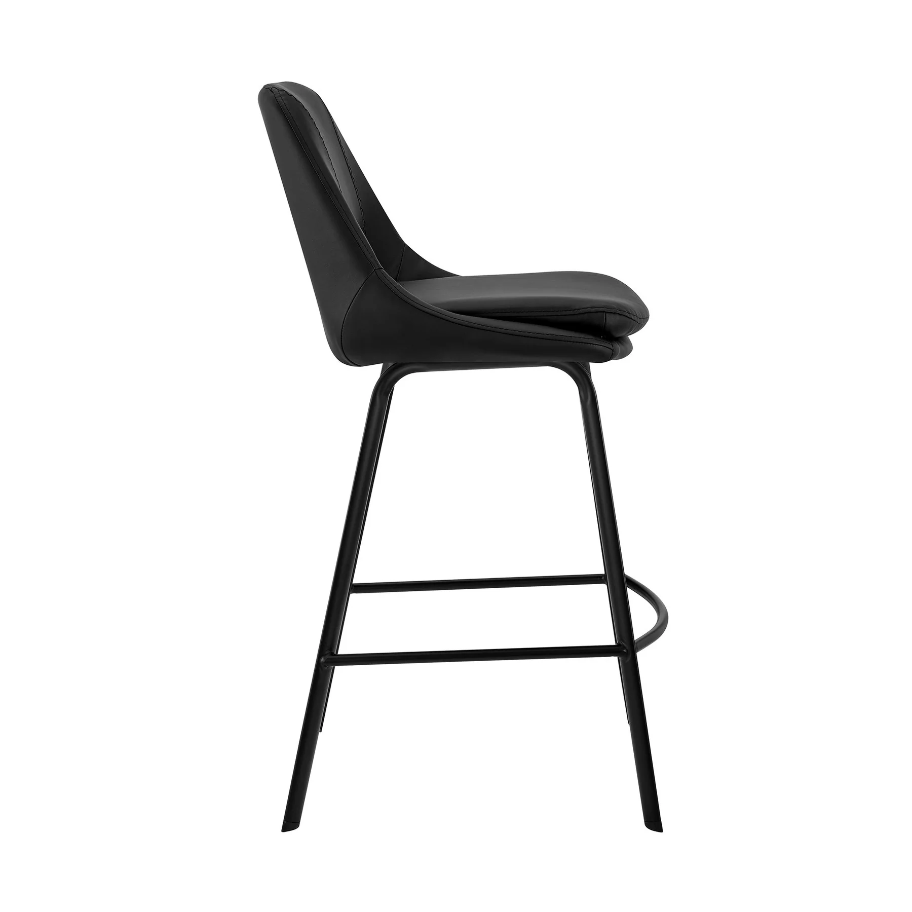Carise Black Faux Leather and Black Metal Swivel 26" Counter Stool - Image 3