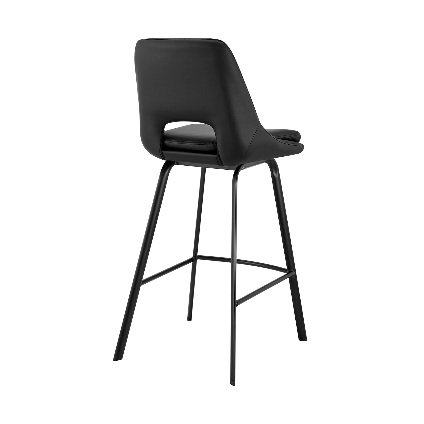 Carise Black Faux Leather and Black Metal Swivel 26" Counter Stool - Image 4