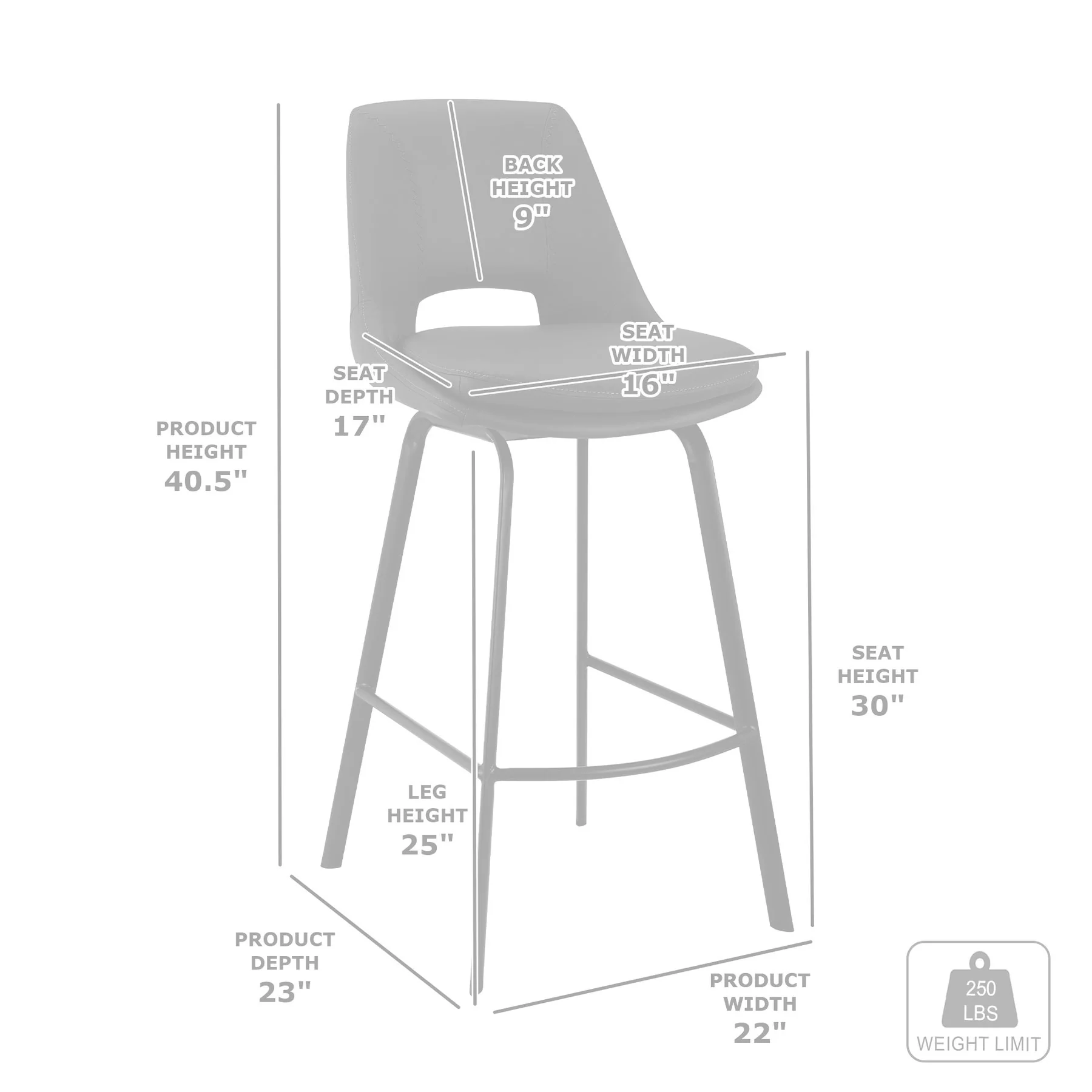 Carise Black Faux Leather and Black Metal Swivel 30" Bar Stool - Image 10