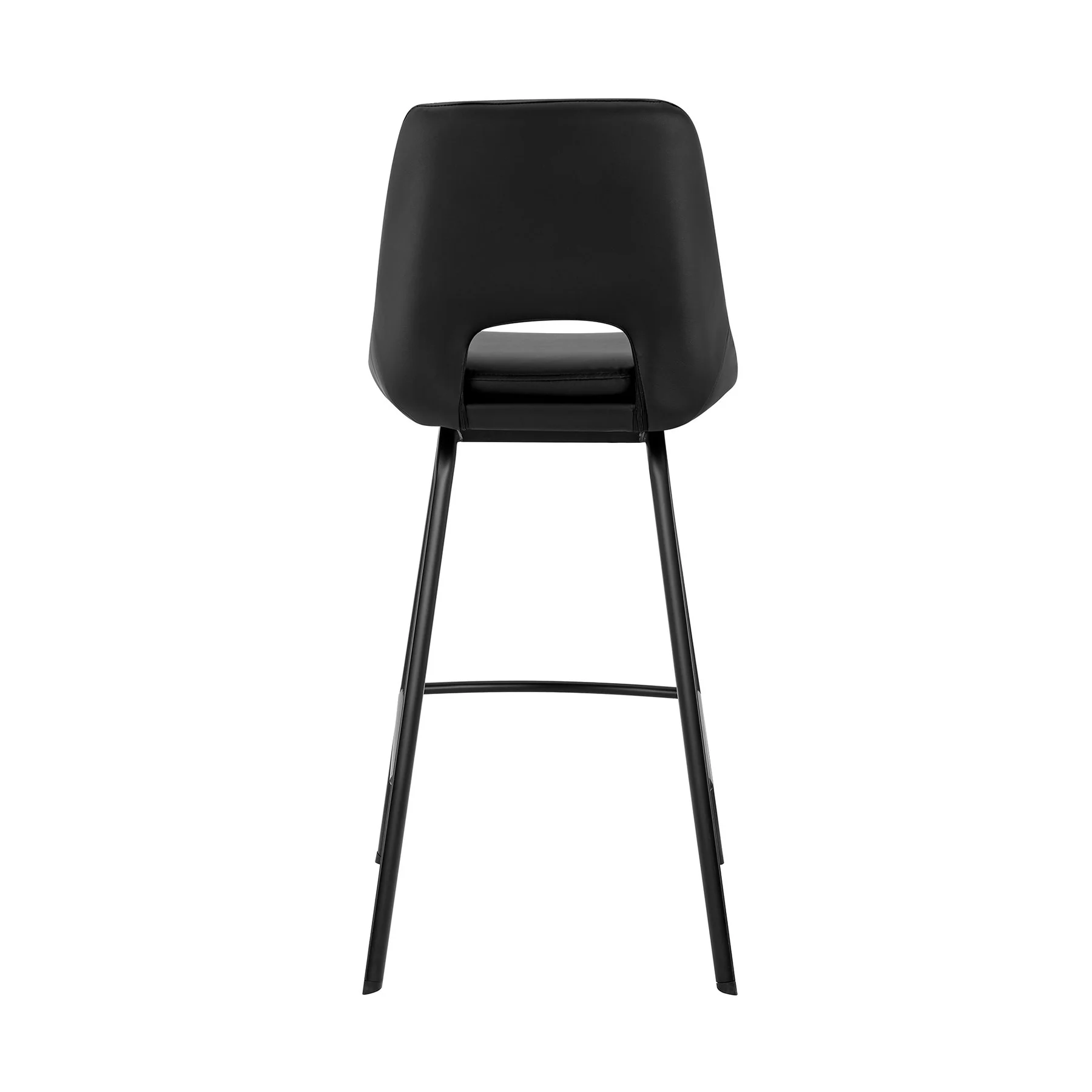 Carise Black Faux Leather and Black Metal Swivel 30" Bar Stool - Image 5