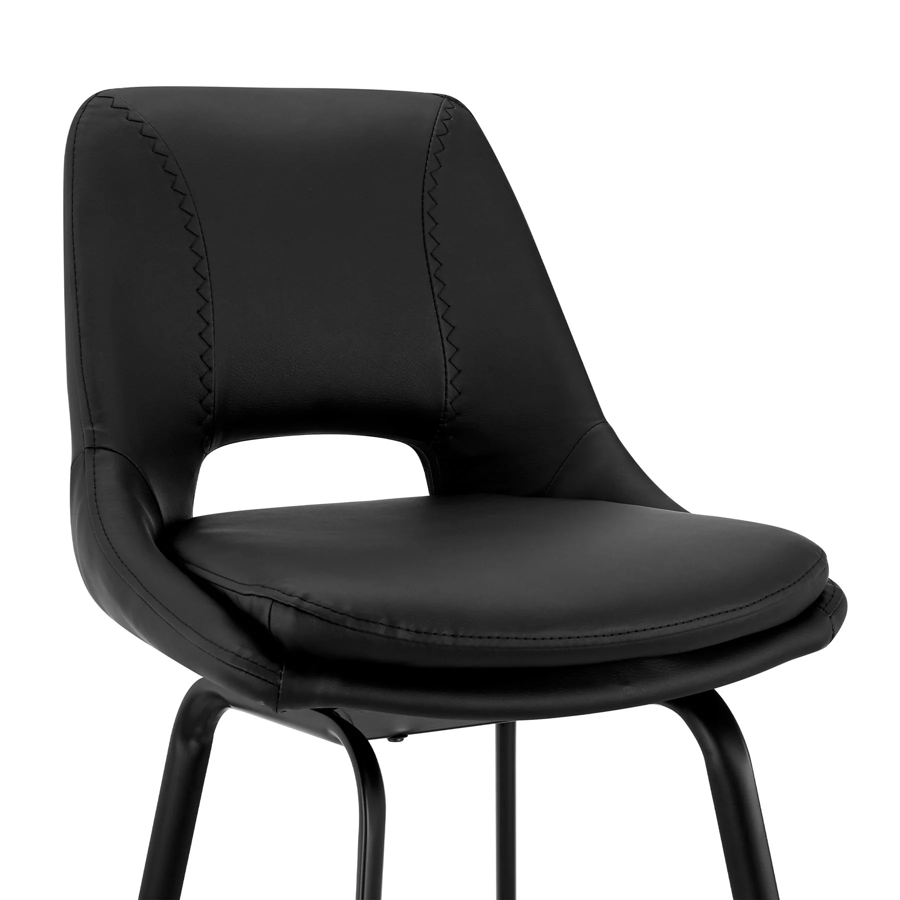Carise Black Faux Leather and Black Metal Swivel 30" Bar Stool - Image 6