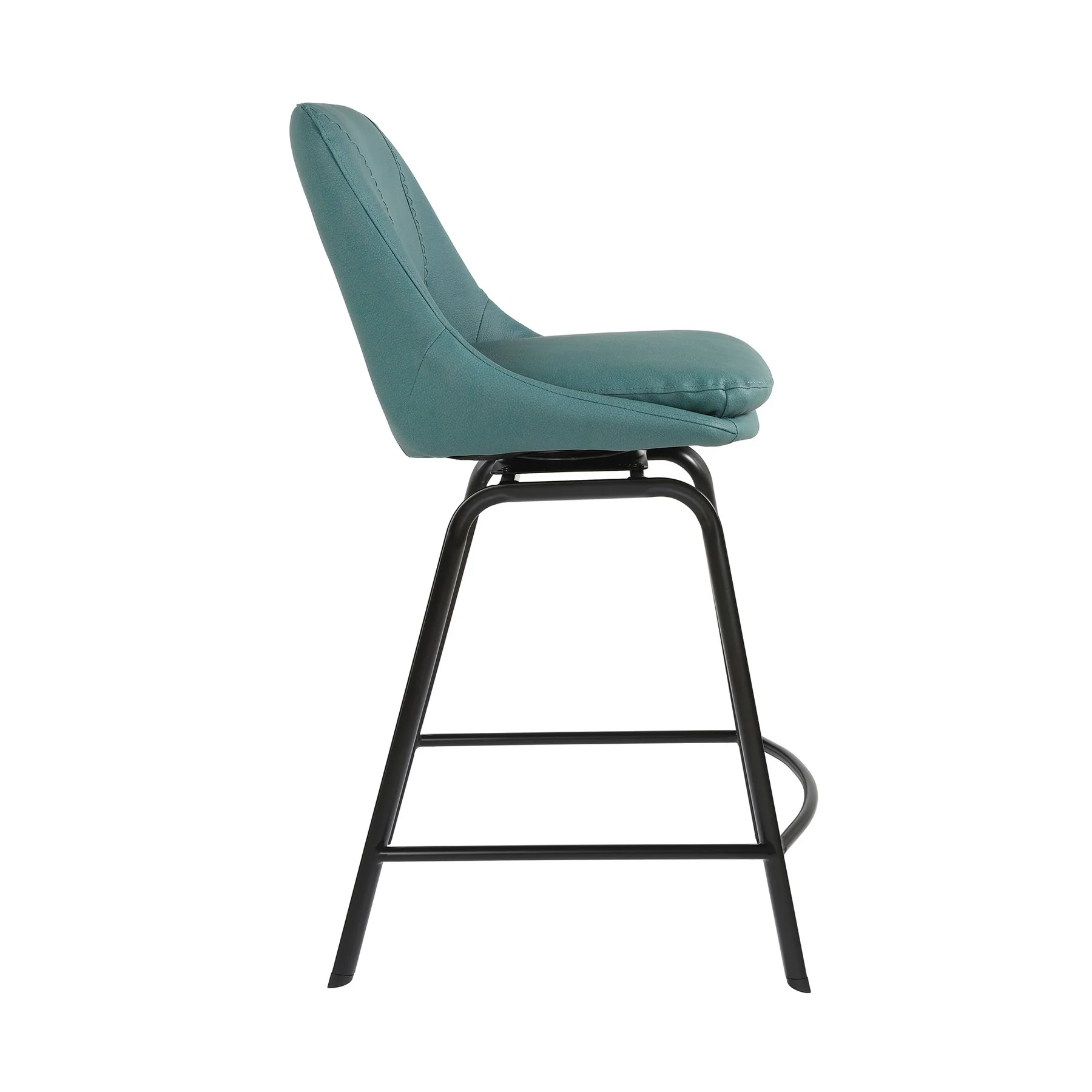 Carise Blue Faux Leather and Black Metal Swivel 26" Counter Stool - Image 3