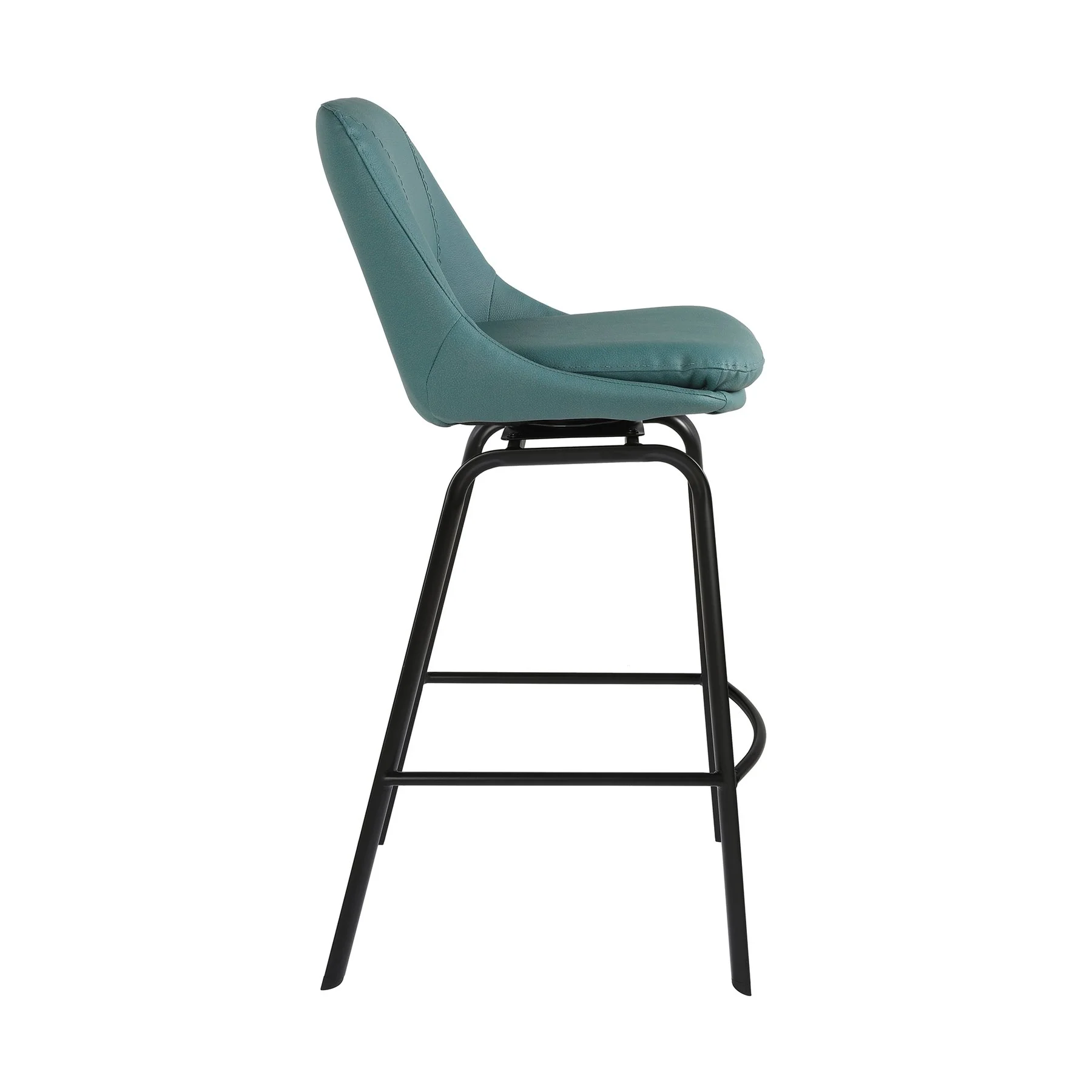Carise Blue Faux Leather and Black Metal Swivel 30" Bar Stool - Image 3