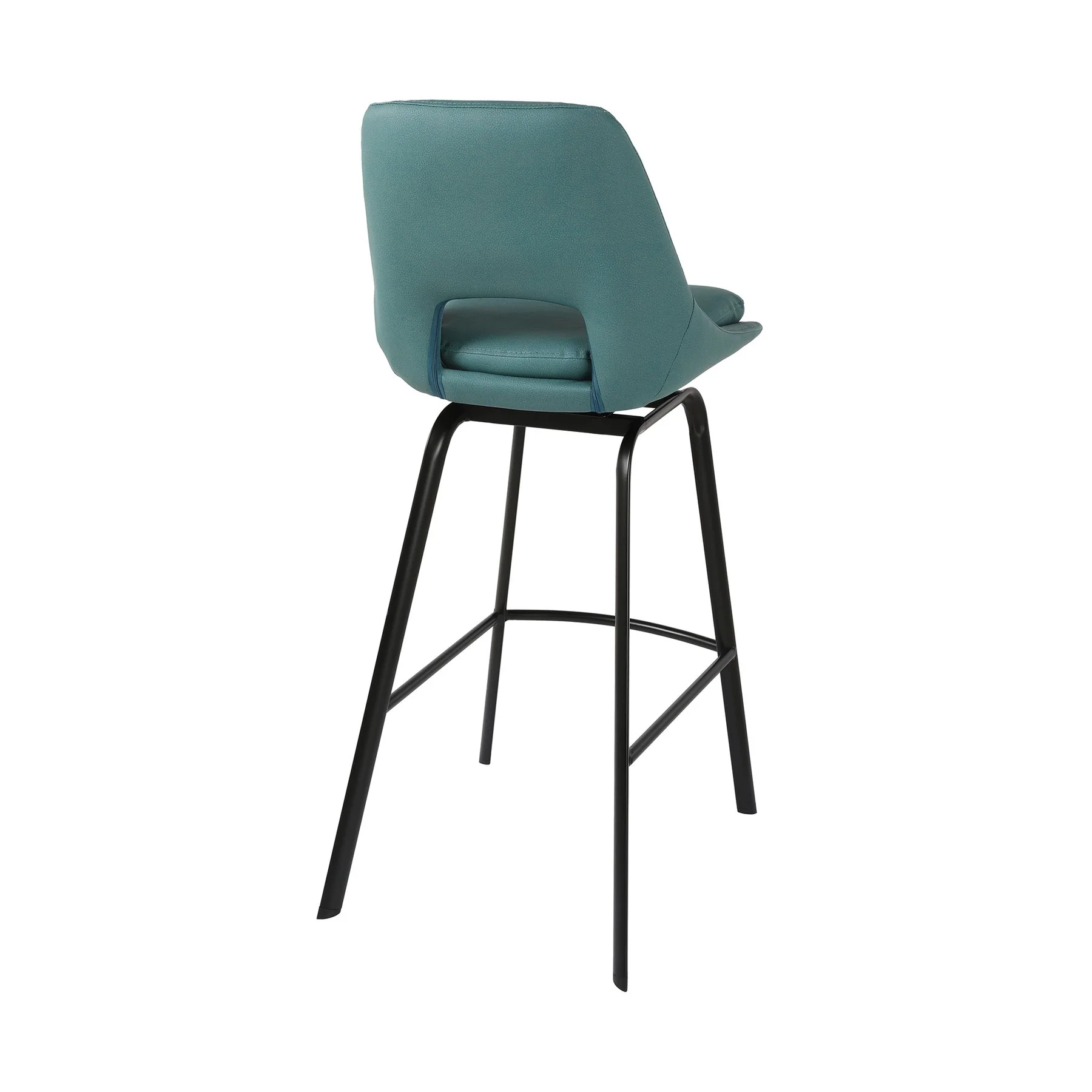 Carise Blue Faux Leather and Black Metal Swivel 30" Bar Stool - Image 5