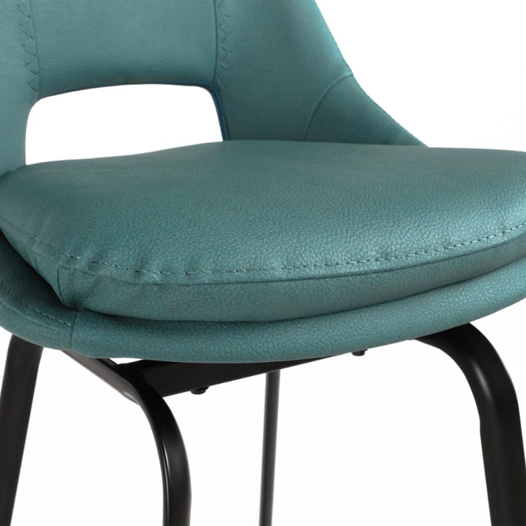 Carise Blue Faux Leather and Black Metal Swivel 30" Bar Stool - Image 7