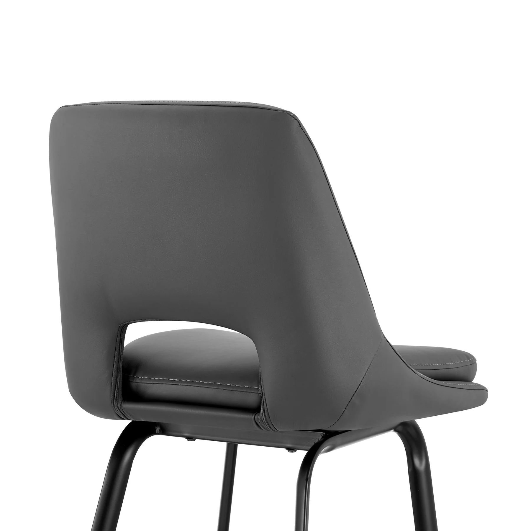 Carise Gray Faux Leather and Black Metal Swivel 26" Counter Stool - Image 7