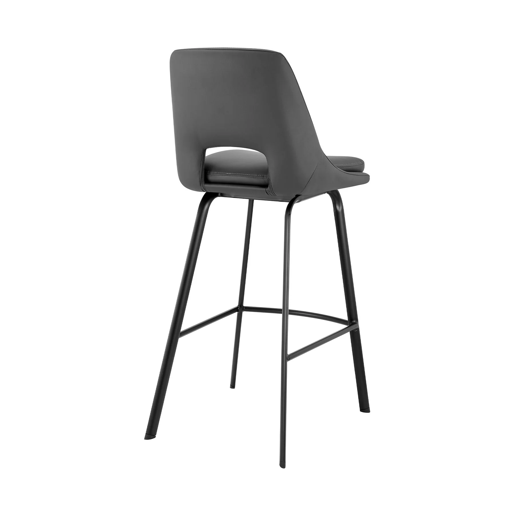 Carise Gray Faux Leather and Black Metal Swivel 30" Bar Stool - Image 4