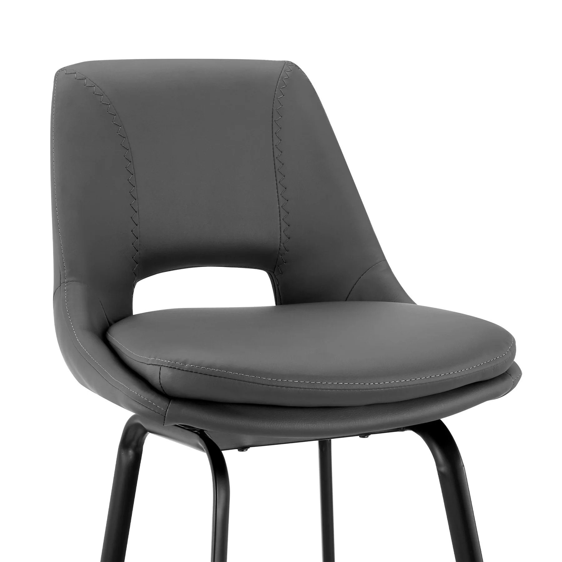 Carise Gray Faux Leather and Black Metal Swivel 30" Bar Stool - Image 6