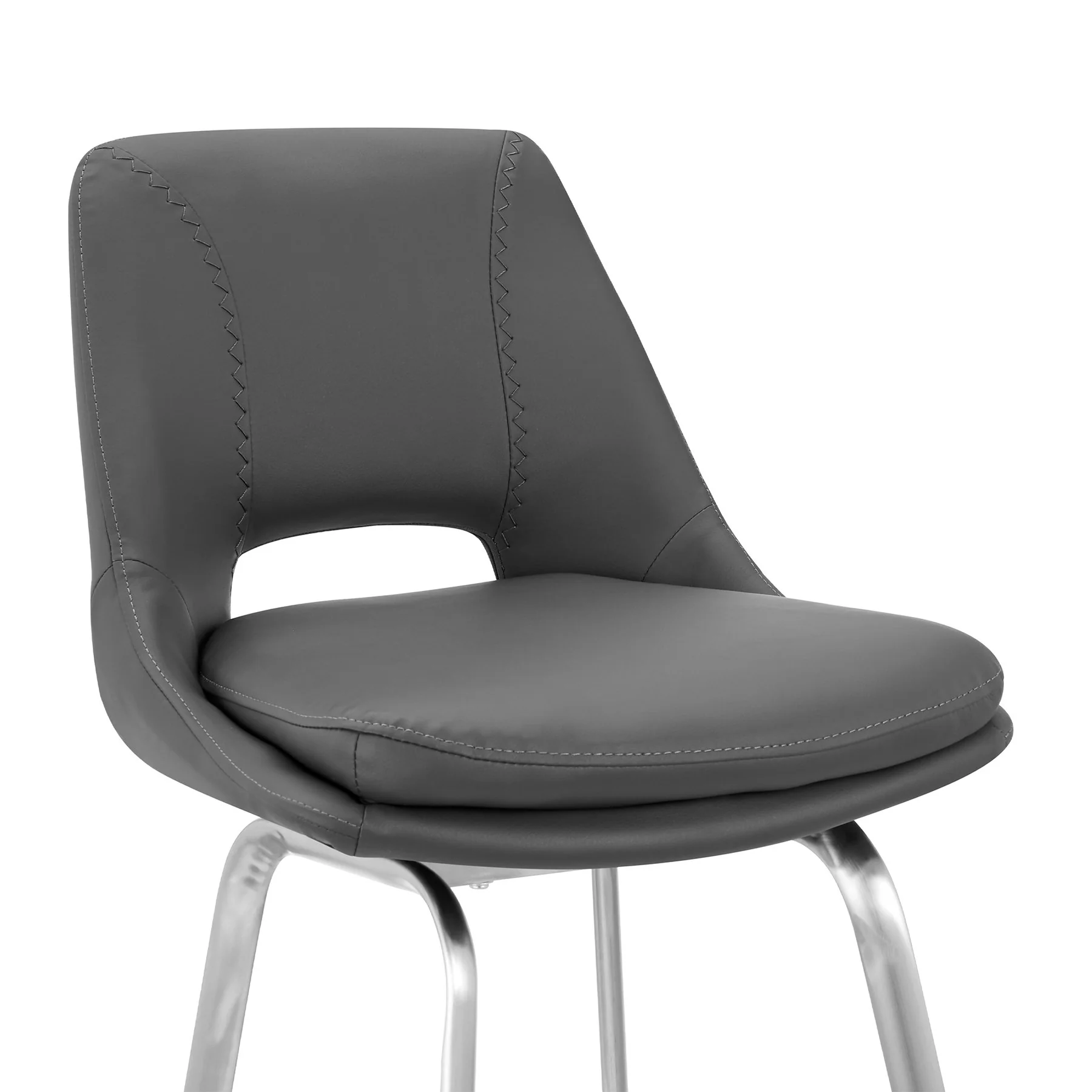 Carise Gray Faux Leather and Brushed Stainless Steel Swivel 26" Counter Stool - Image 6