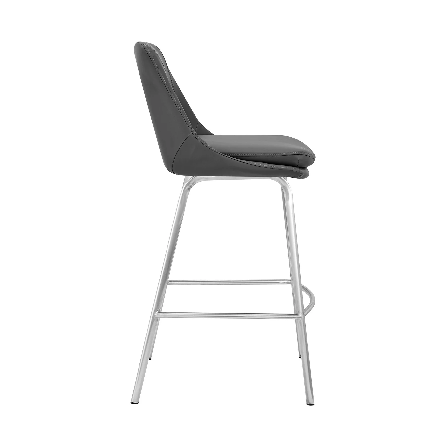 Carise Gray Faux Leather and Brushed Stainless Steel Swivel 30" Bar Stool - Image 3