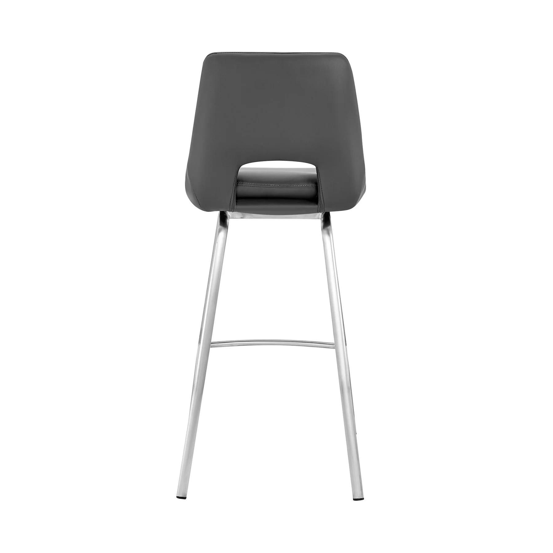 Carise Gray Faux Leather and Brushed Stainless Steel Swivel 30" Bar Stool - Image 5