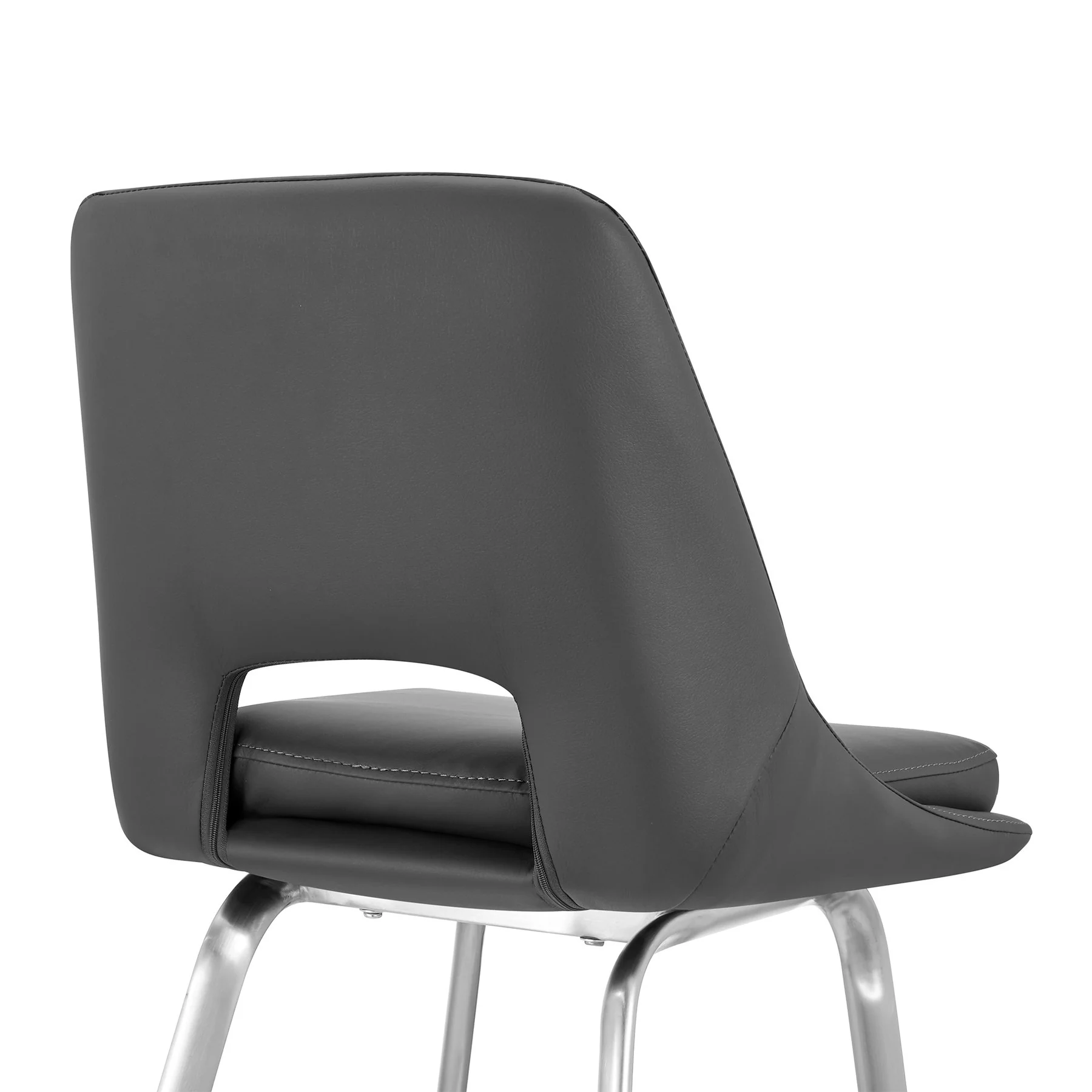 Carise Gray Faux Leather and Brushed Stainless Steel Swivel 30" Bar Stool - Image 7