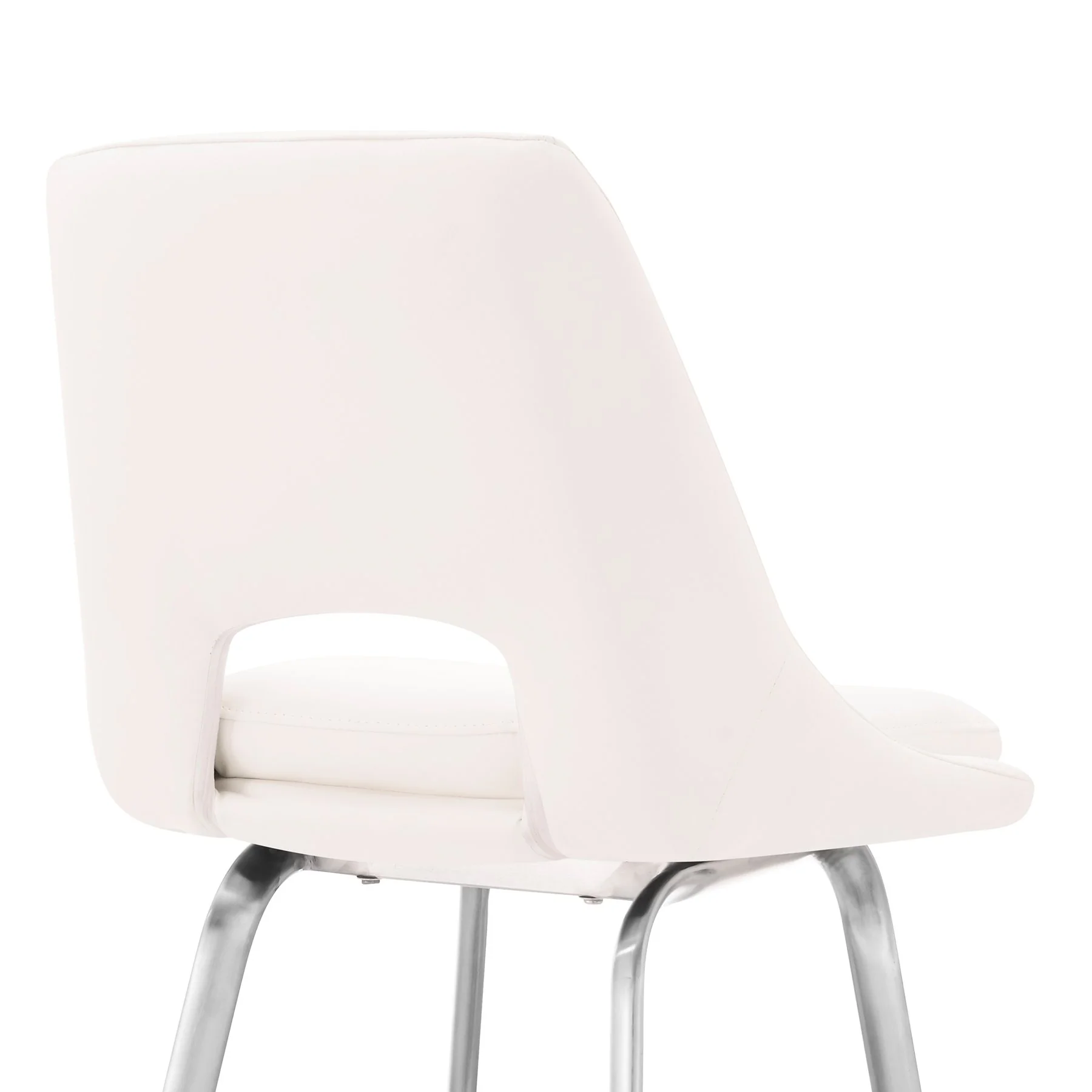 Carise White Faux Leather and Brushed Stainless Steel Swivel 26" Counter Stool - Image 7