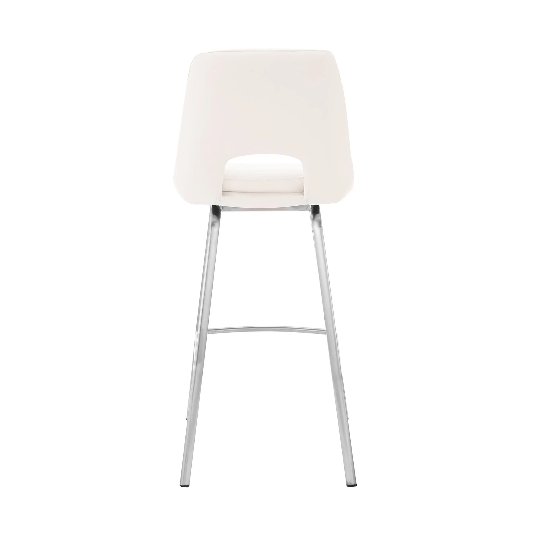 Carise White Faux Leather and Brushed Stainless Steel Swivel 30" Bar Stool - Image 5