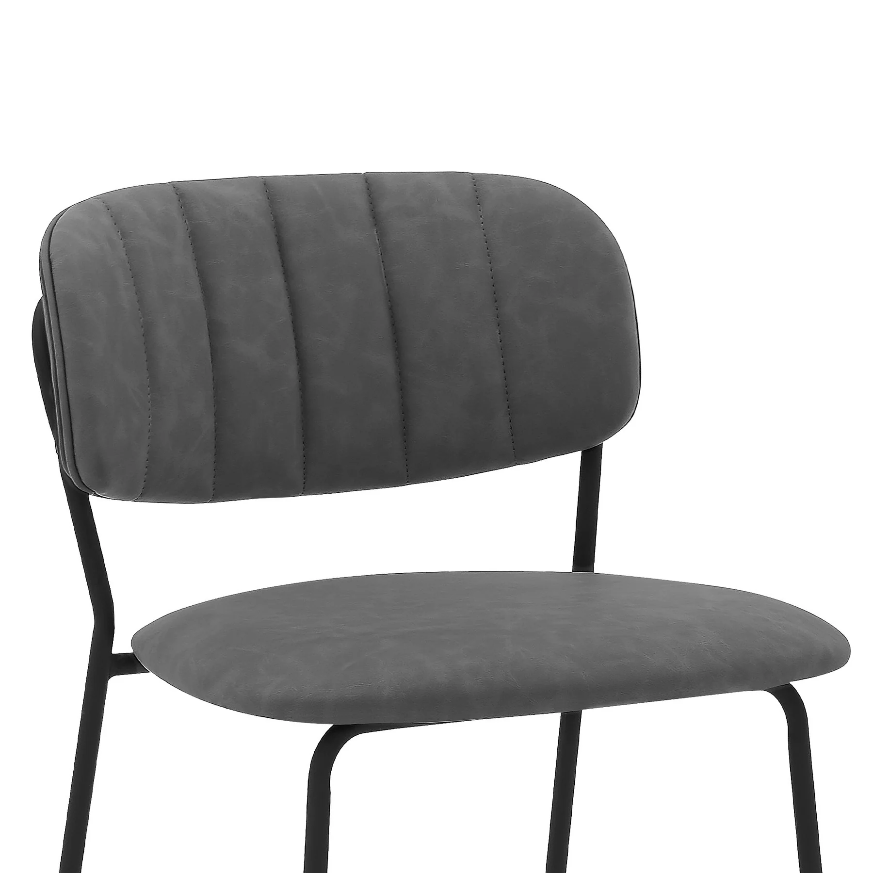 Carlo 26" Gray Faux Leather and Black Metal Counter Height Bar Stool - Image 4
