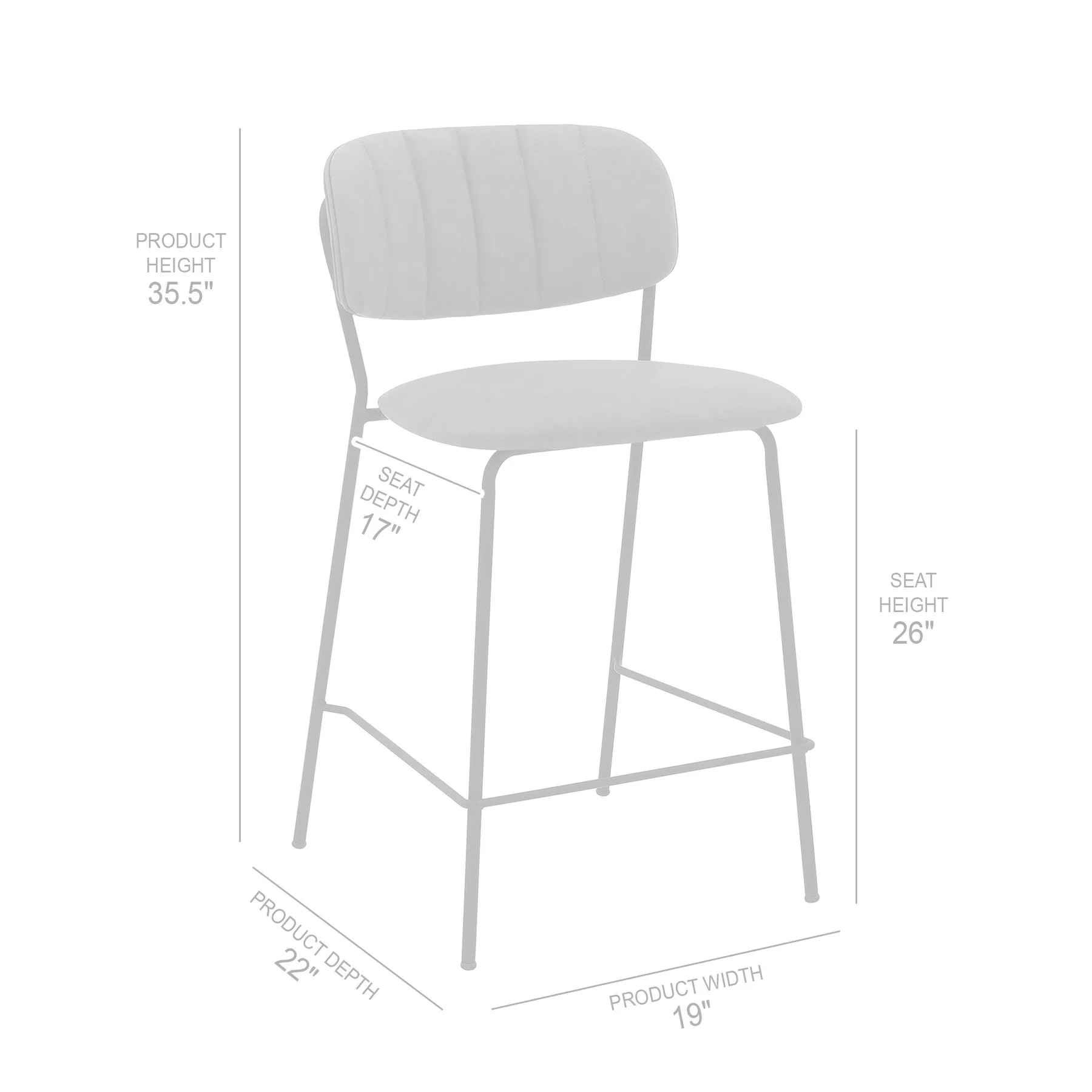 Carlo 26" Gray Faux Leather and Black Metal Counter Height Bar Stool - Image 7