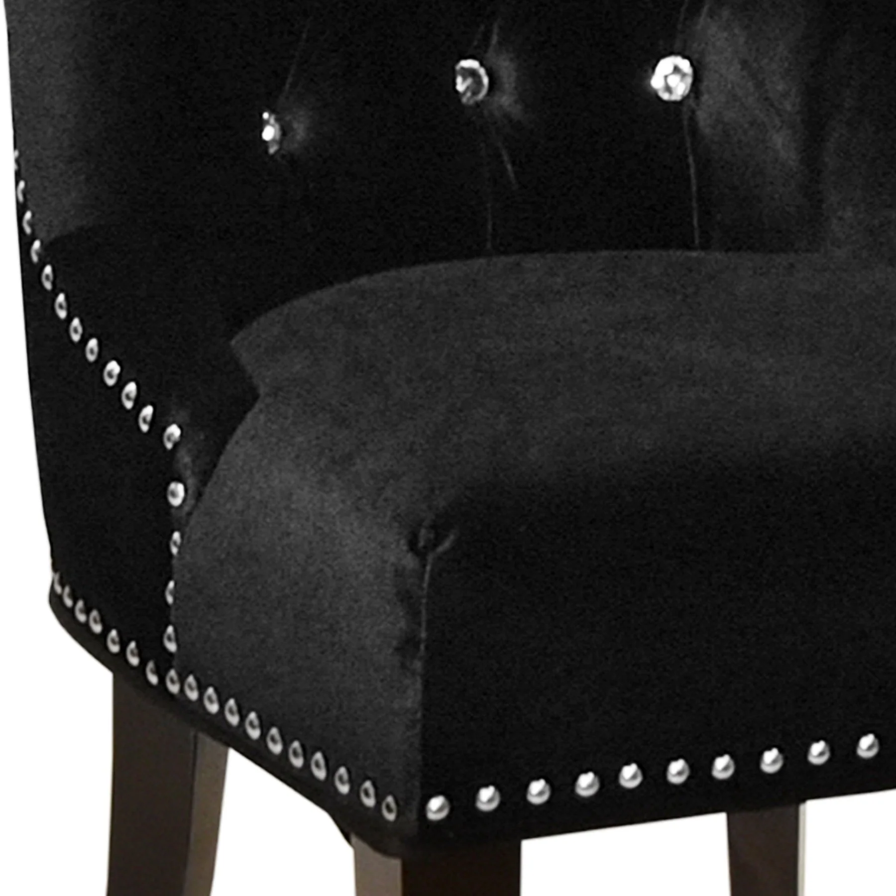 Carlyle Tufted Velvet Side Chair with Nailhead Trim in Black - Image 2