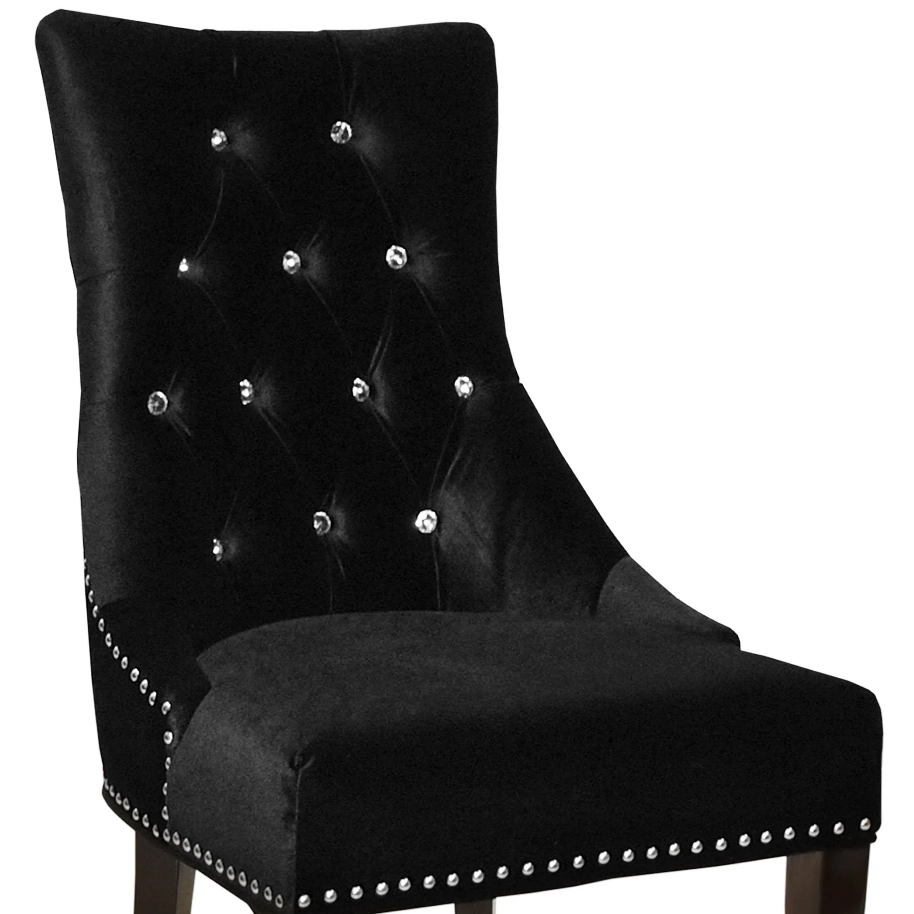 Carlyle Tufted Velvet Side Chair with Nailhead Trim in Black - Image 3
