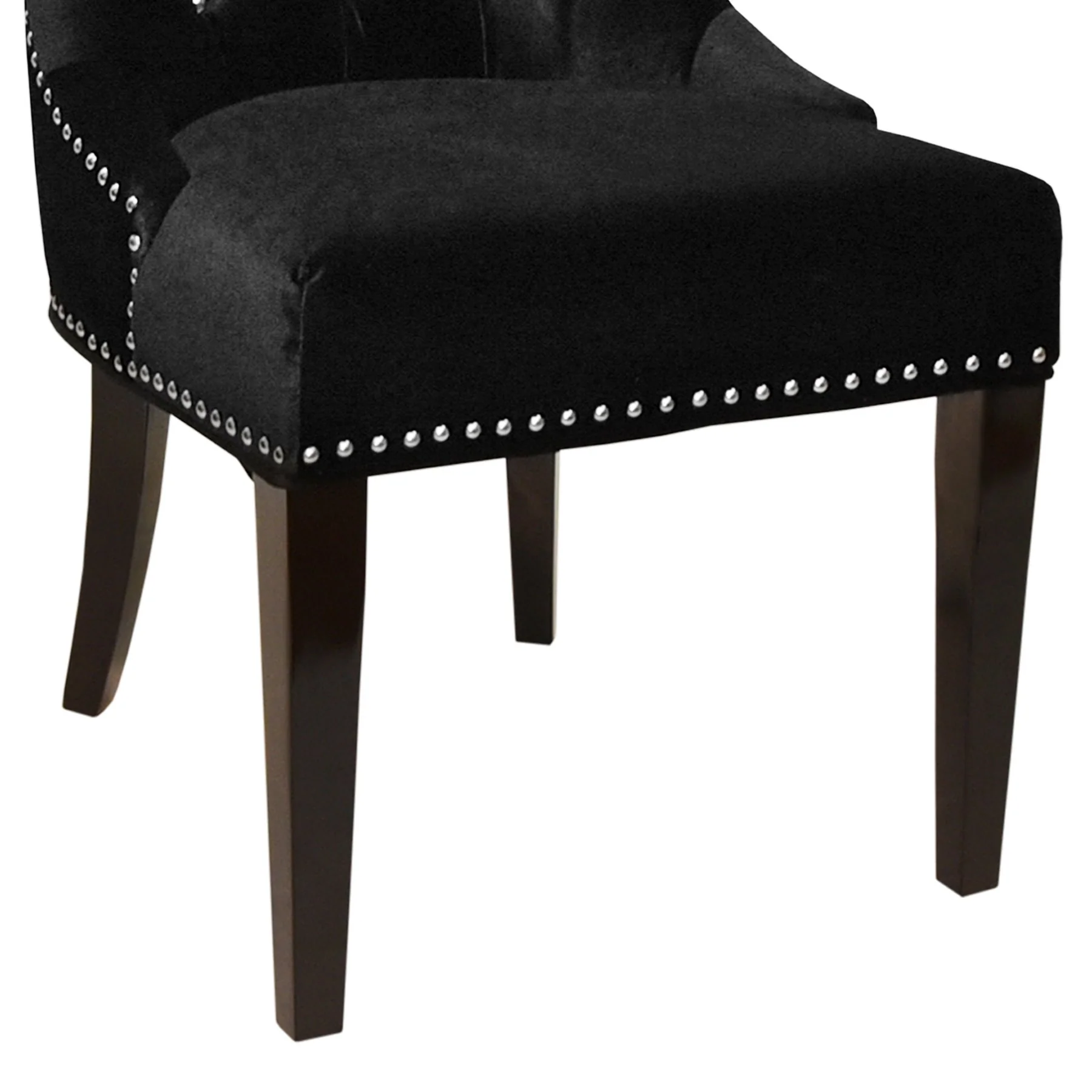 Carlyle Tufted Velvet Side Chair with Nailhead Trim in Black - Image 4