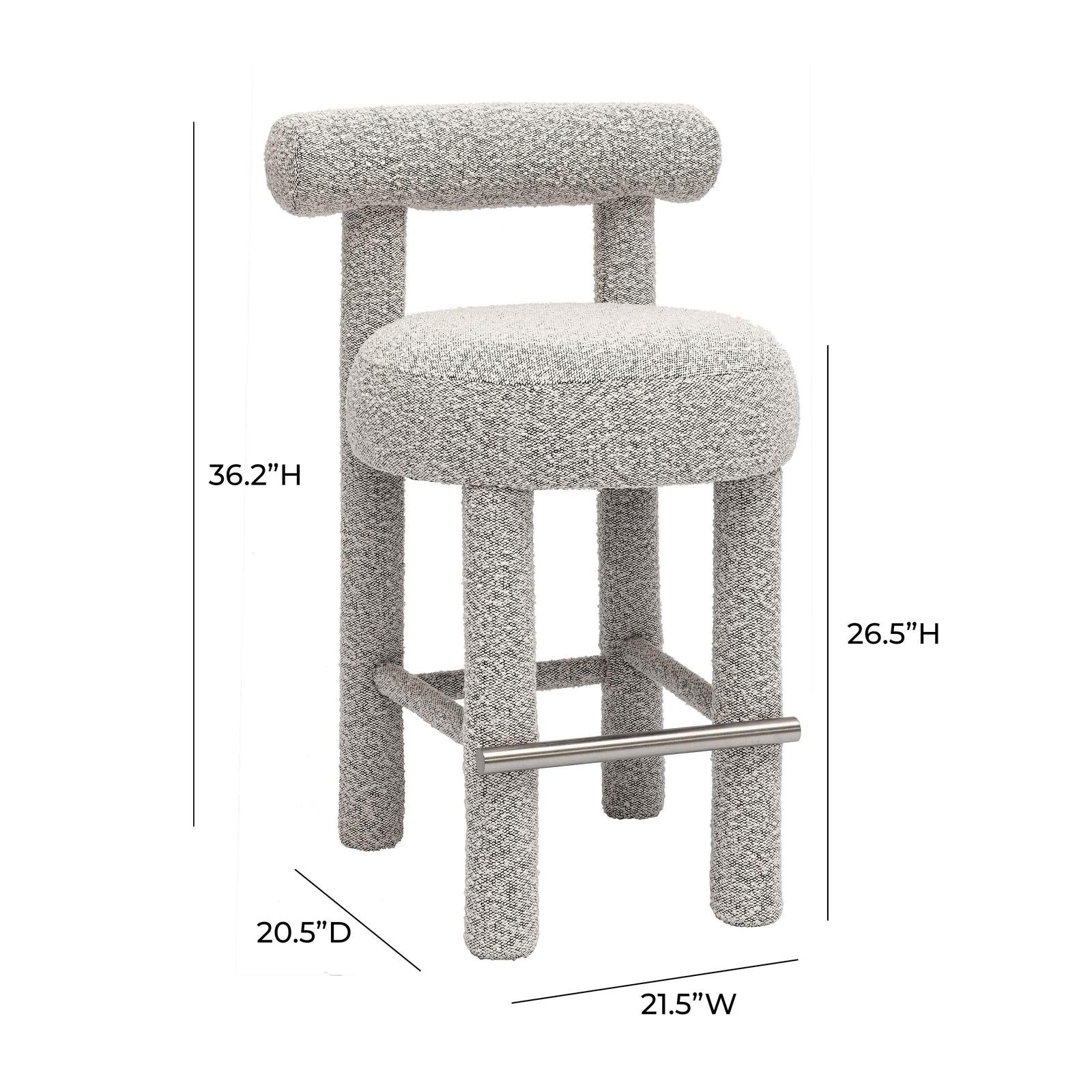 Carmel Black & White Performance Boucle Counter Stool - Image 6