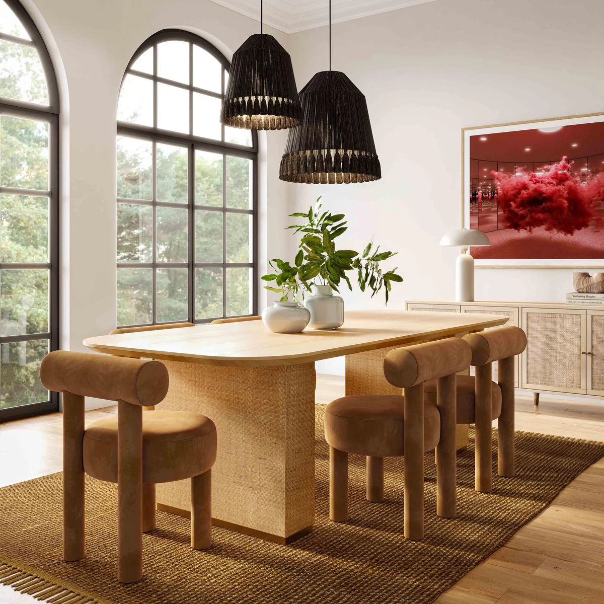 Carmel Cognac Velvet Dining Chair - Image 2