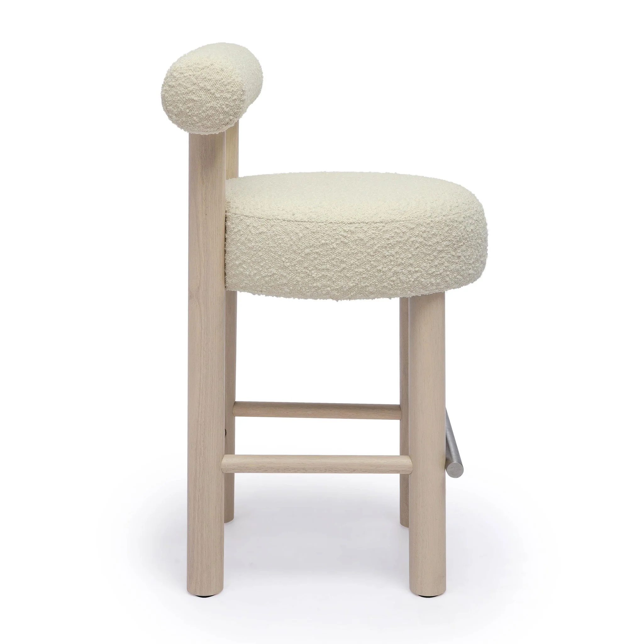 Carmel Cream Boucle and Solid Wood Counter Stool - Image 4