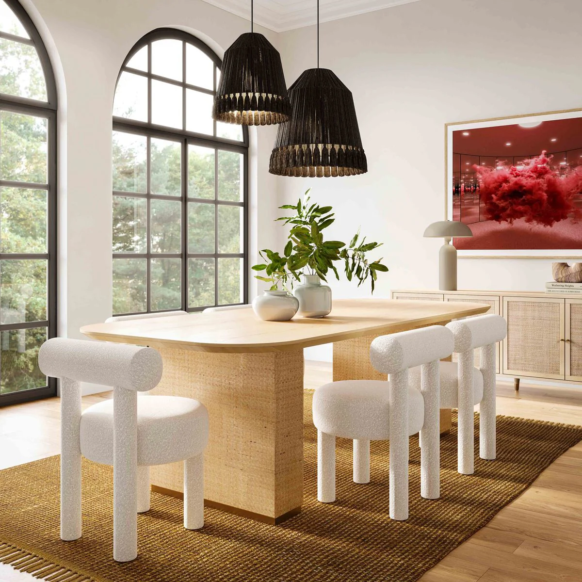 Carmel Cream Performance Boucle Dining Chair - Image 2