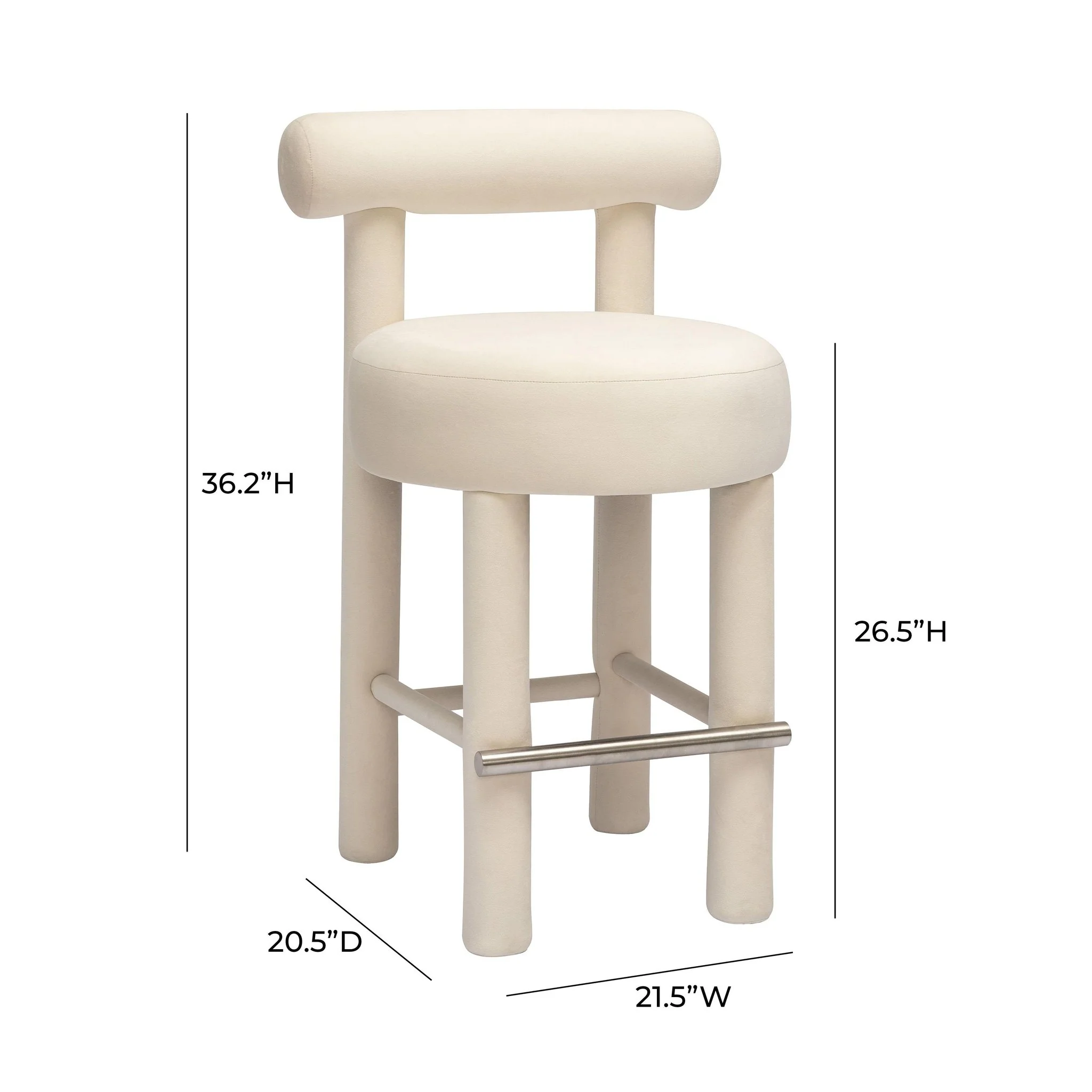 Carmel Cream Velvet Counter Stool - Image 6