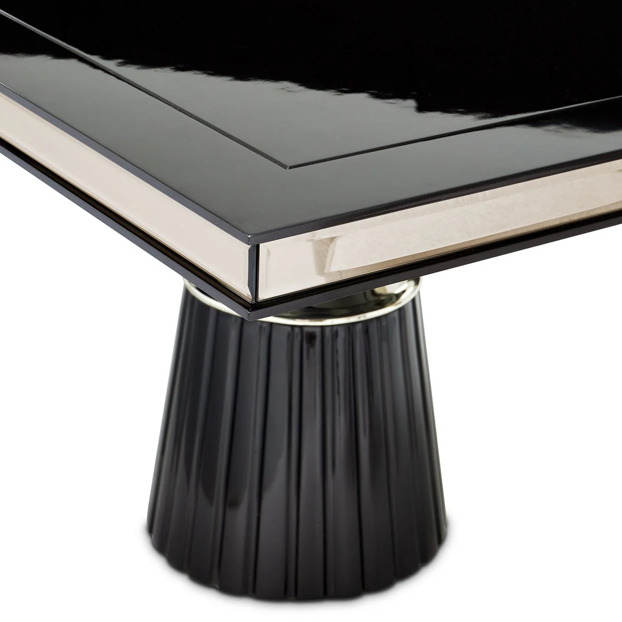 Carmela Double Pedestal Dining Table - Glossy Charcoal Sand - Image 16