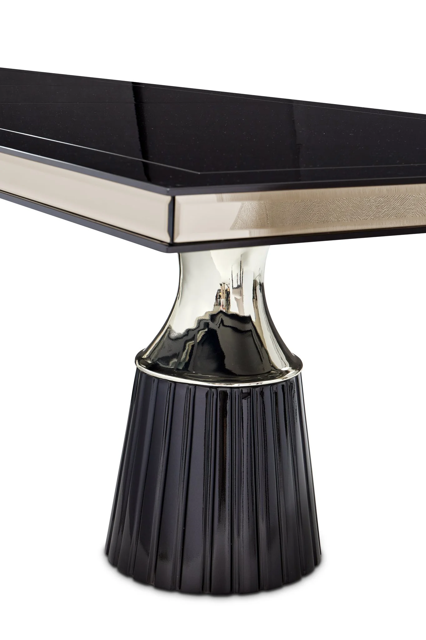 Carmela Double Pedestal Dining Table - Glossy Charcoal Sand - Image 25