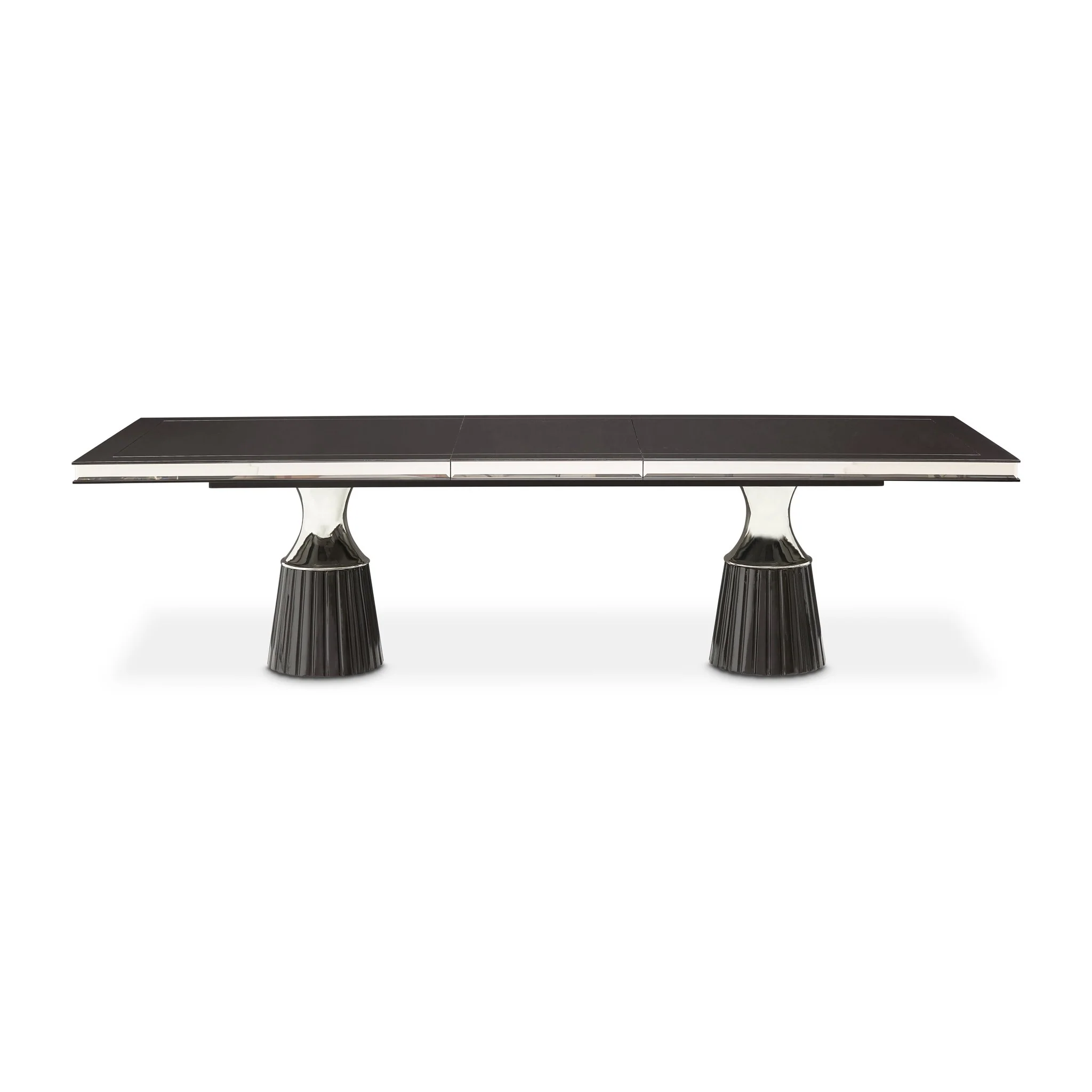 Carmela Double Pedestal Dining Table - Glossy Charcoal Sand - Image 3