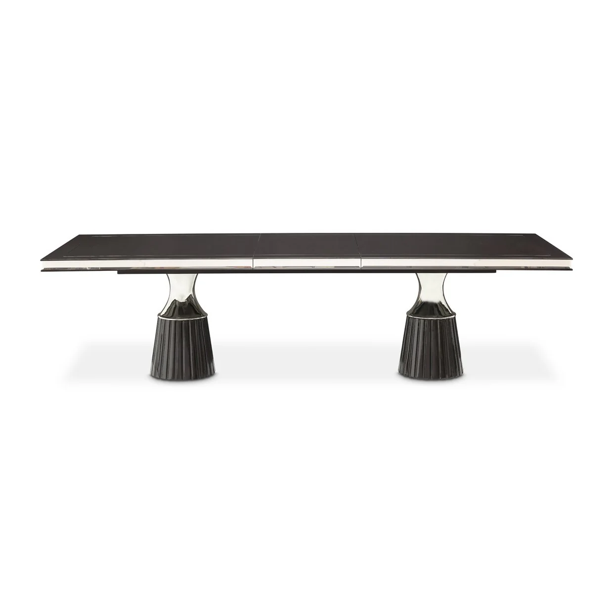 Carmela Double Pedestal Dining Table - Glossy Charcoal Sand - Image 4