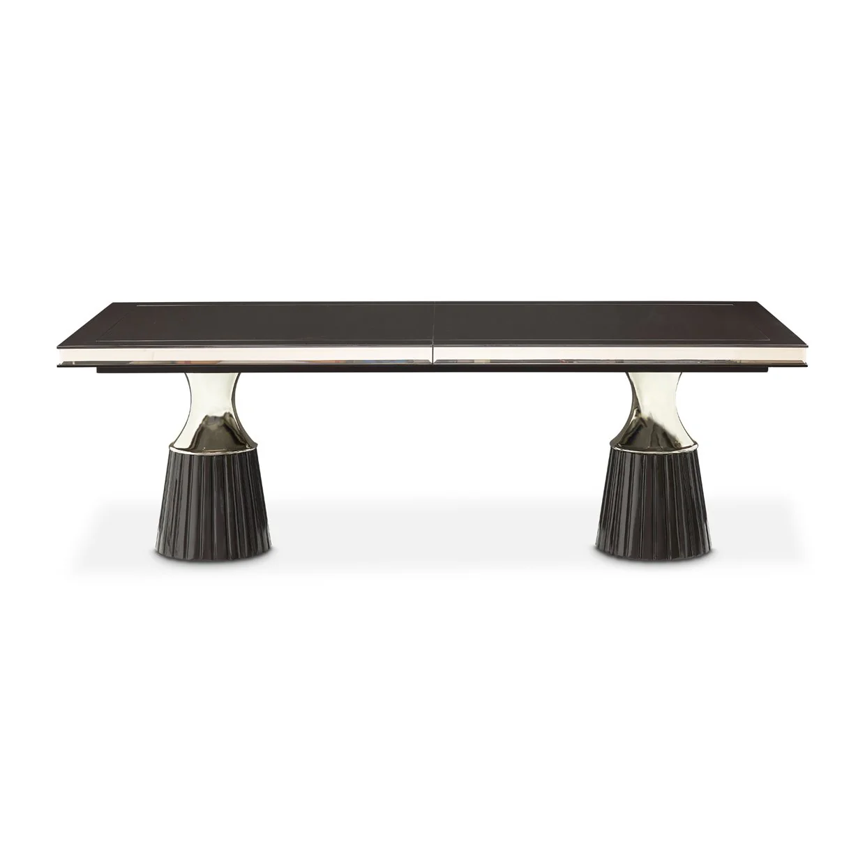Carmela Double Pedestal Dining Table - Glossy Charcoal Sand - Image 5