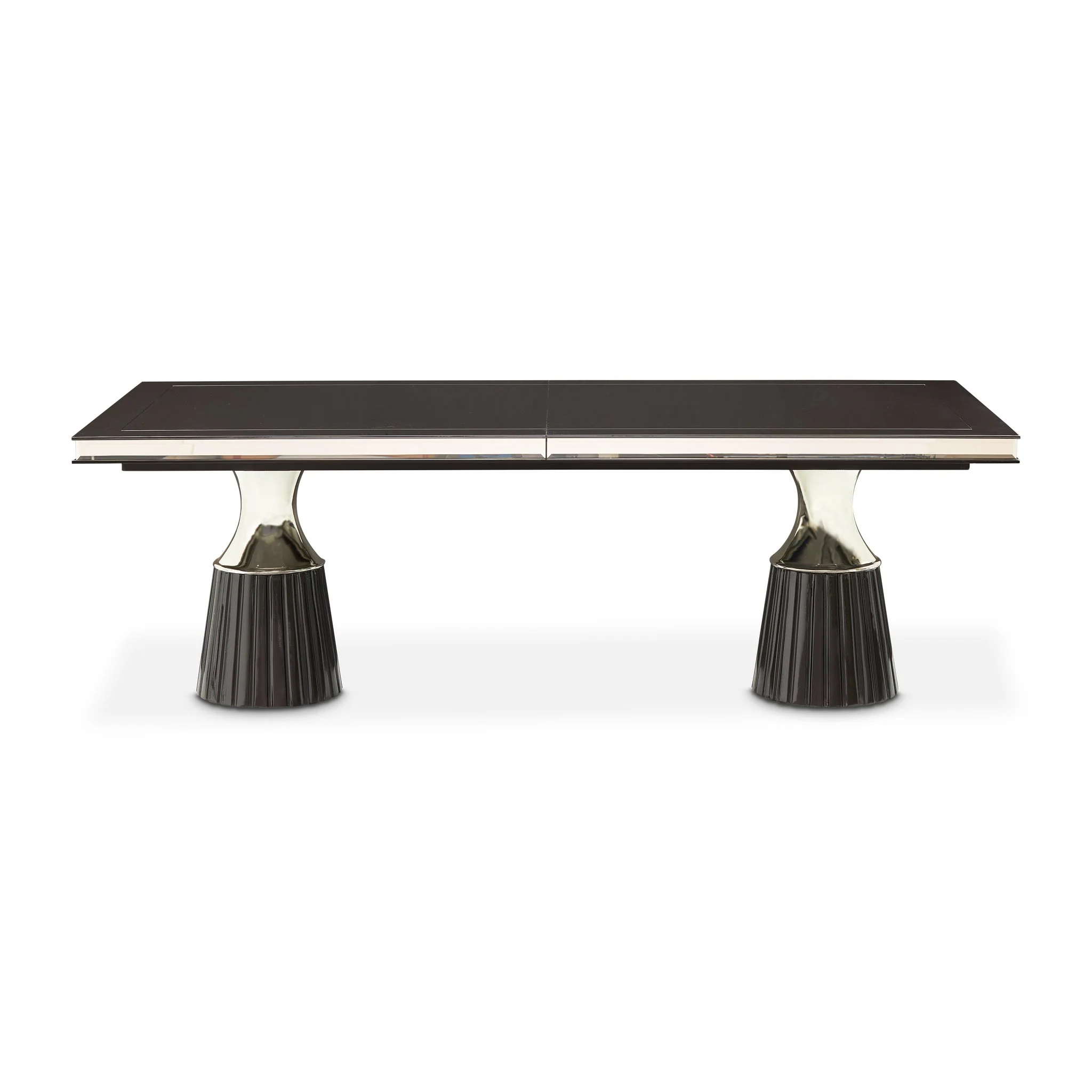 Carmela Double Pedestal Dining Table - Glossy Charcoal Sand - Image 7