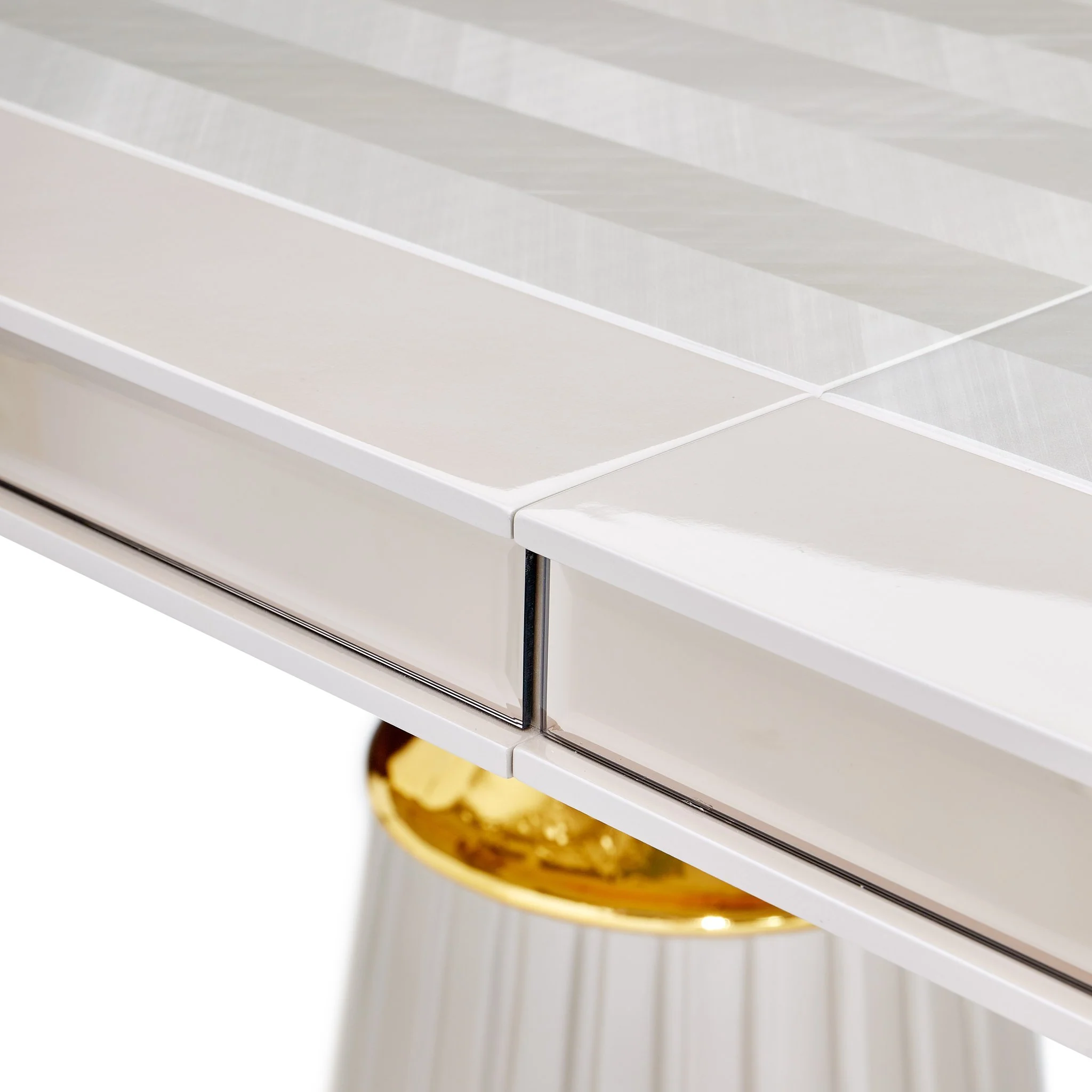 Carmela Double Pedestal Dining Table - Shimmer Ivory - Image 12