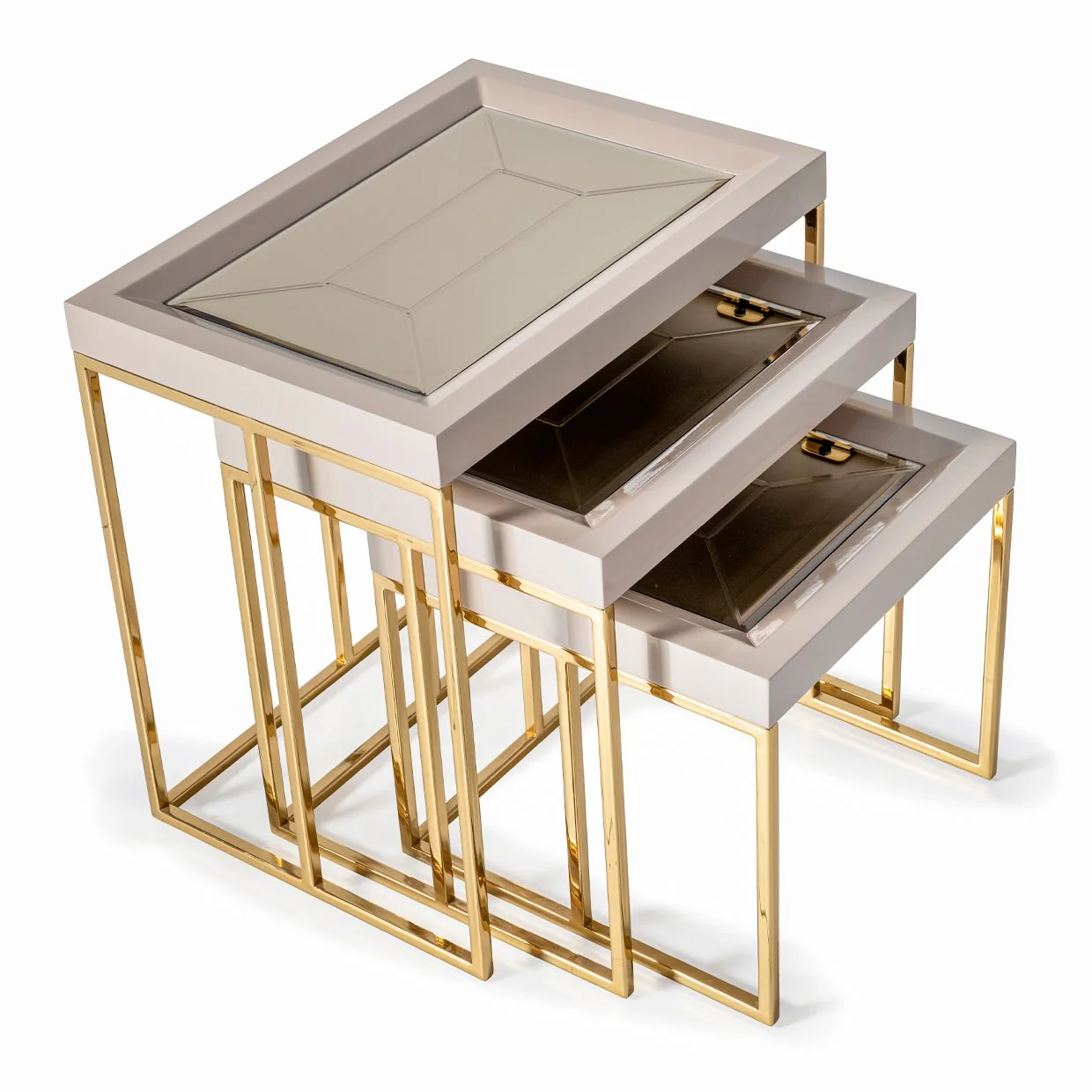 Carmela Nesting Tables, Set of 3 - Shimmer Ivory - Image 3