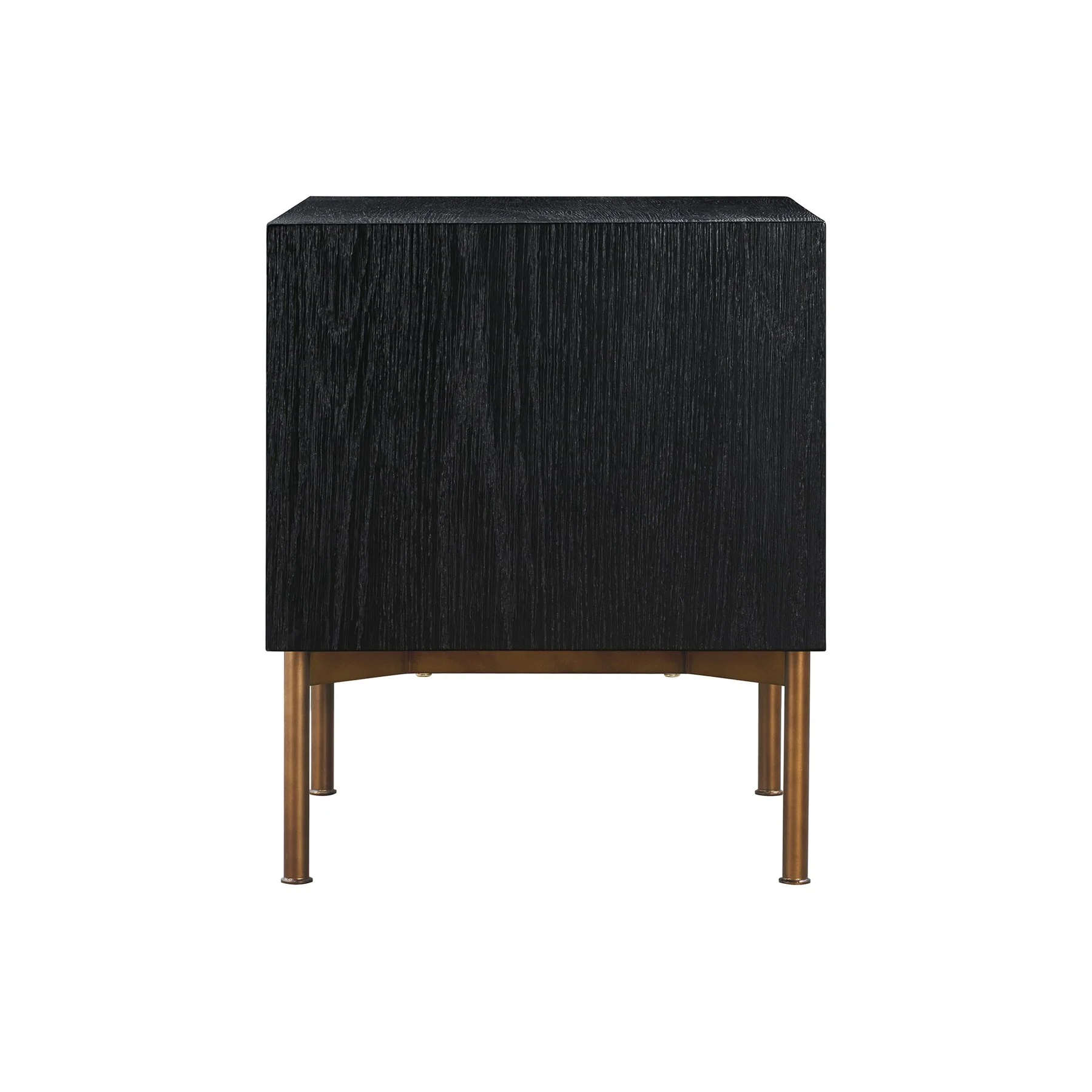 Carnaby 2 Drawer Nightstand in Black Brushed Oak and Bronze - Image 4