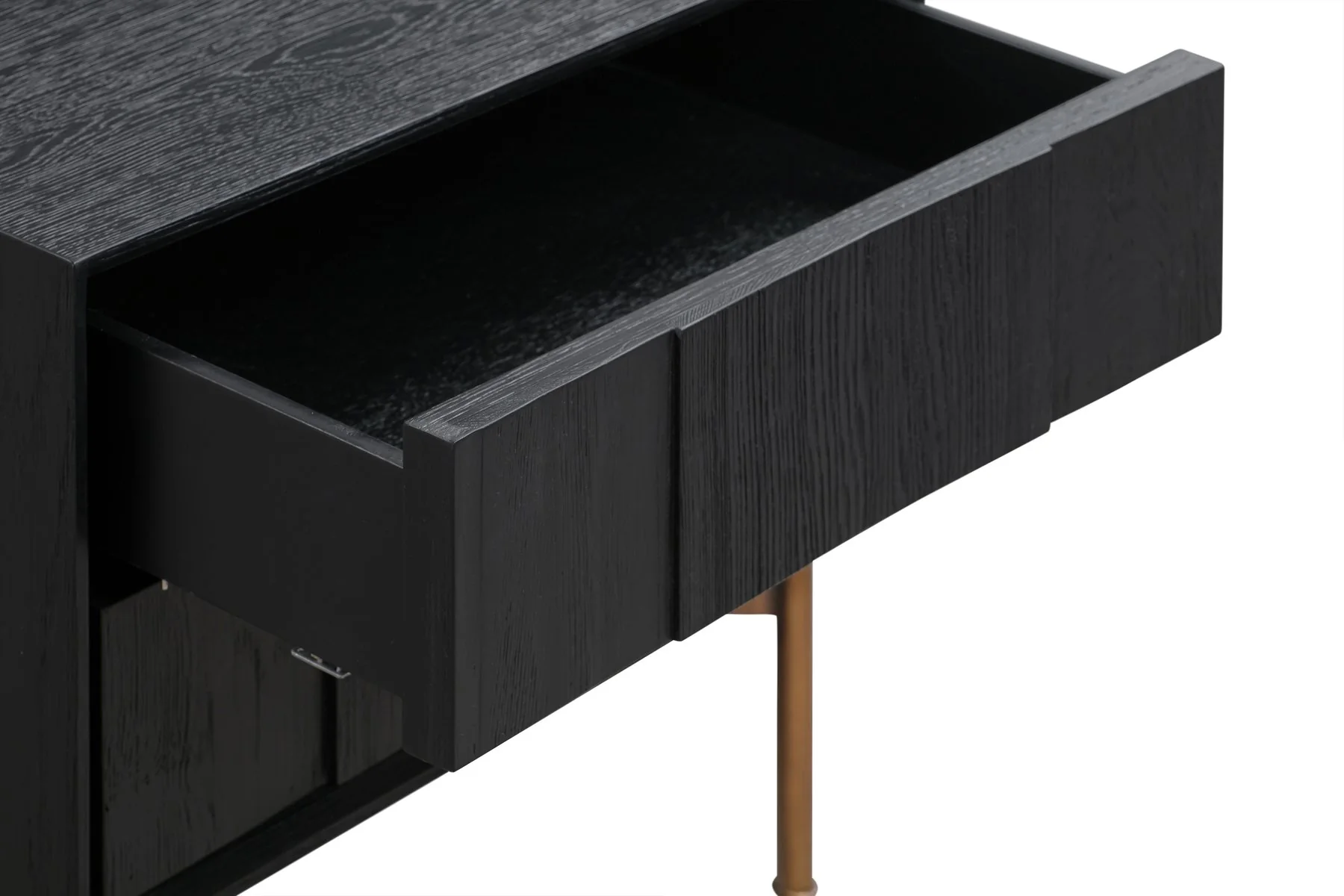 Carnaby 2 Drawer Nightstand in Black Brushed Oak and Bronze - Image 7